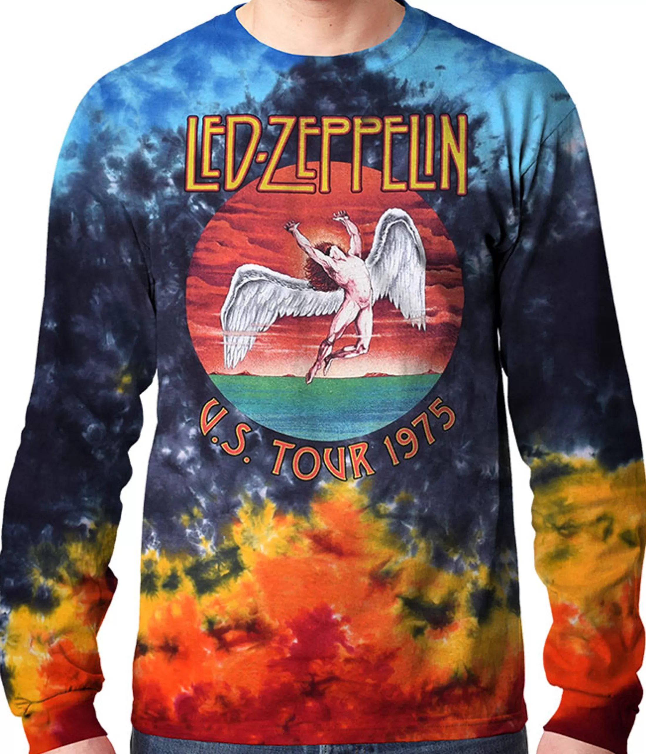 Long Sleeve | Led Zeppelin<Liquid Blue Icarus 1975 Tie-Dye Long Sleeve T-Shirt