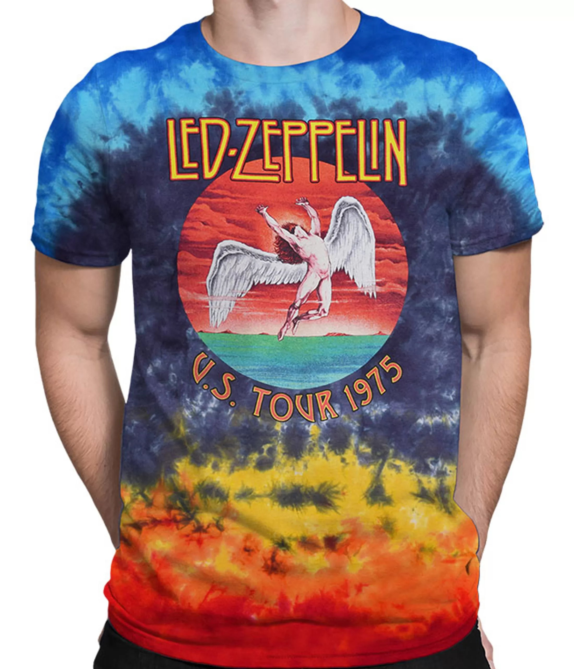 T-Shirt | Led Zeppelin<Liquid Blue Icarus 1975 Tie-Dye T-Shirt