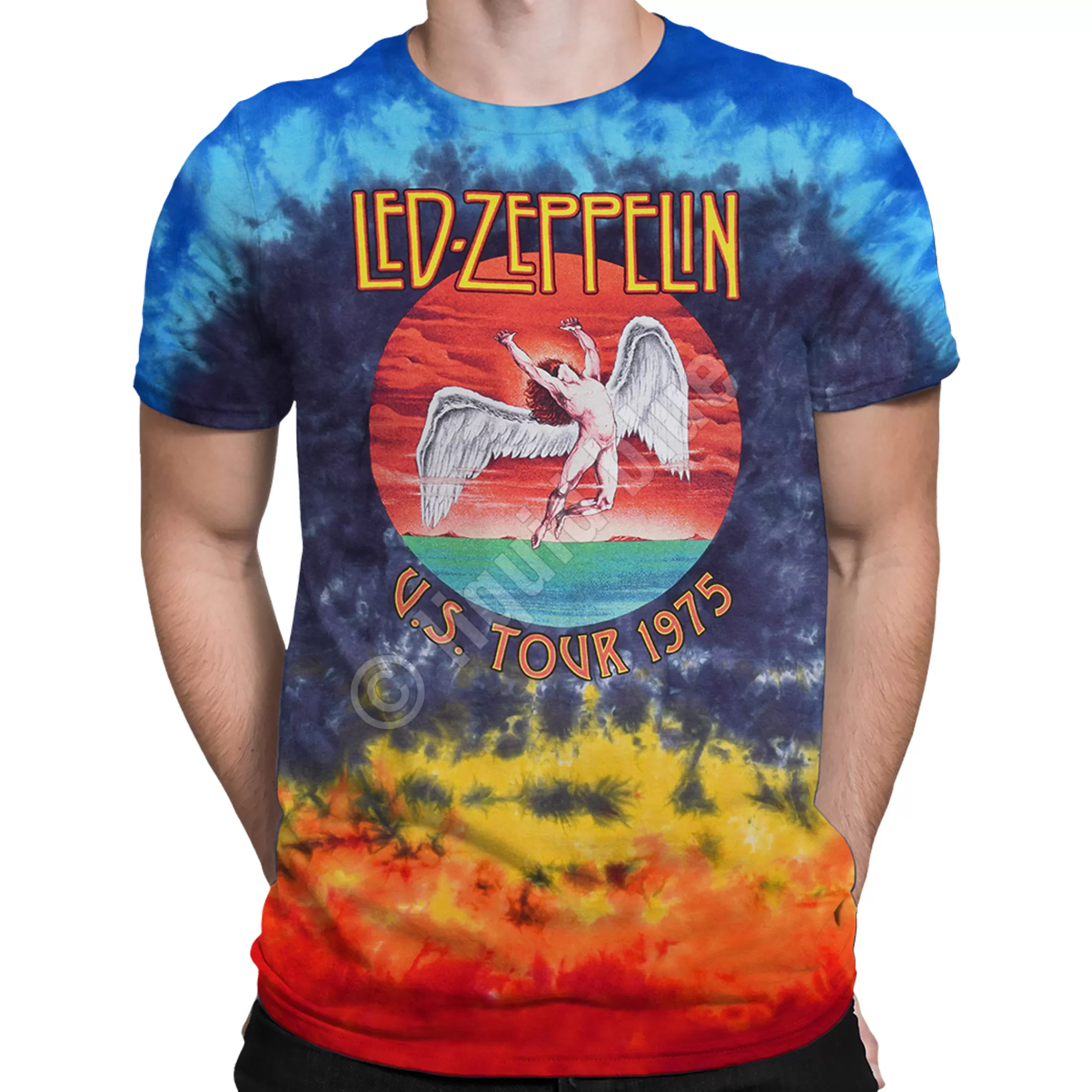 T-Shirt | Led Zeppelin<Liquid Blue Icarus 1975 Tie-Dye T-Shirt