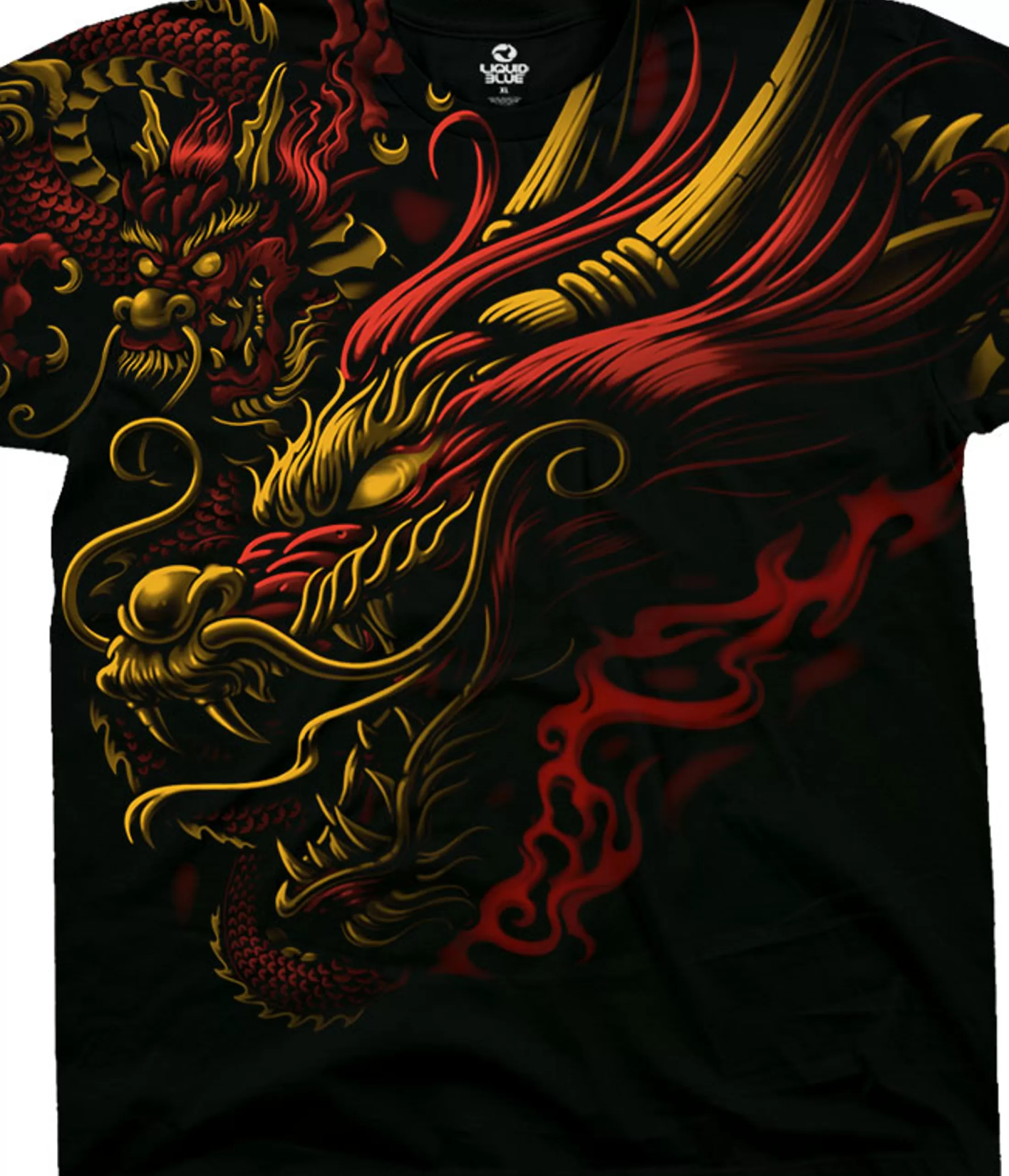 T-Shirt | Asian Art<Liquid Blue Imperial Power Black T-Shirt