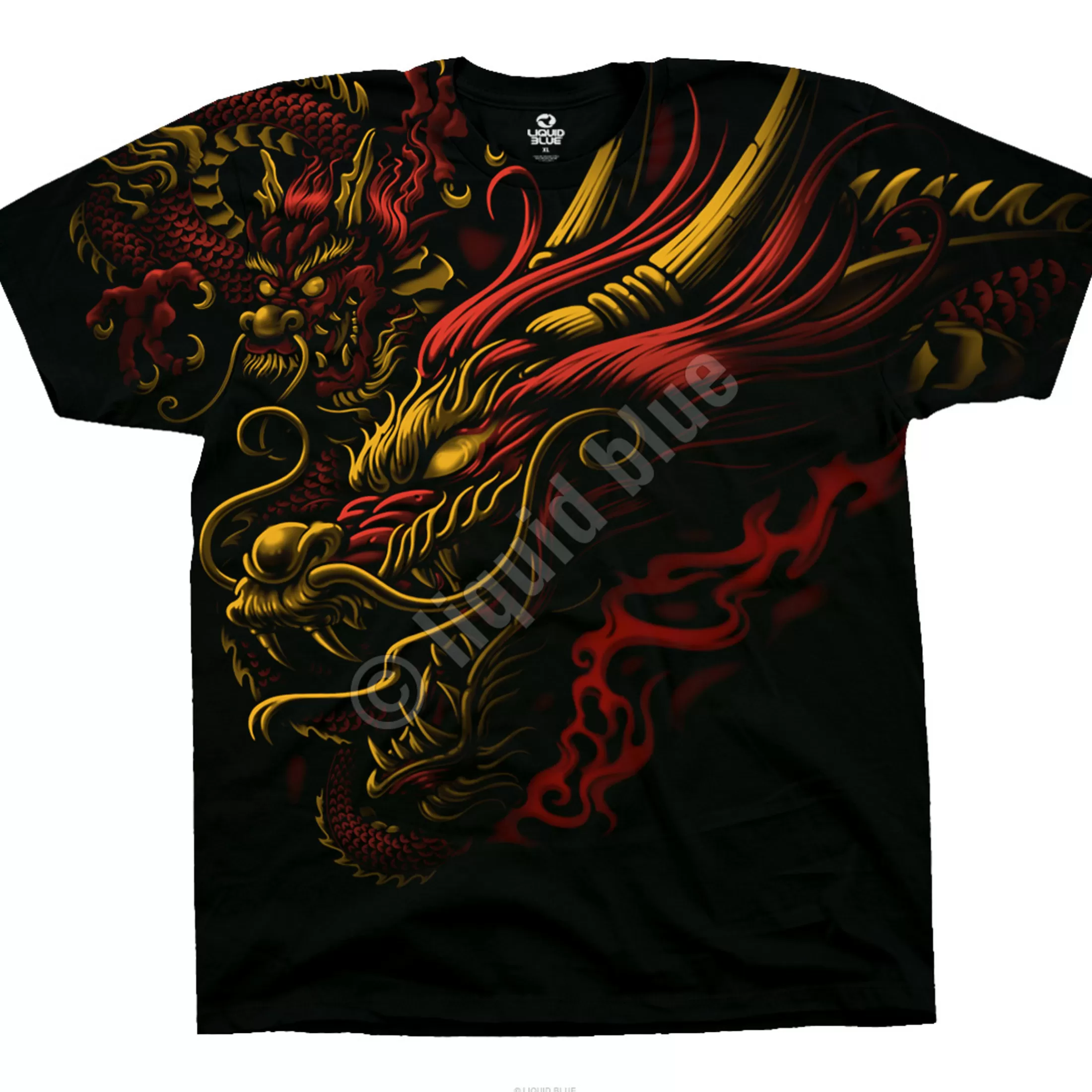 T-Shirt | Asian Art<Liquid Blue Imperial Power Black T-Shirt