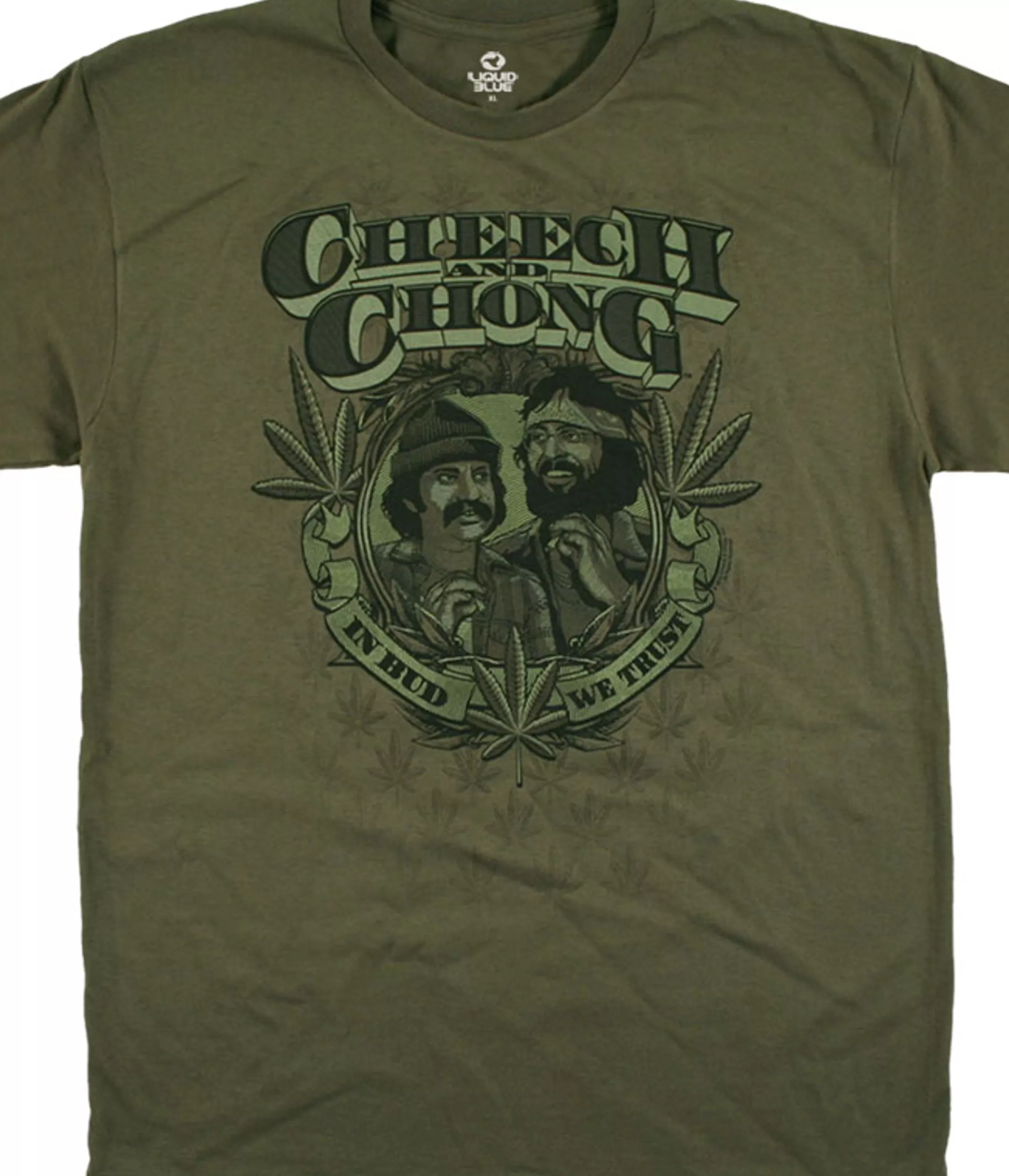 T-Shirt | Cheech And Chong<Liquid Blue In Bud We Trust Green T-Shirt