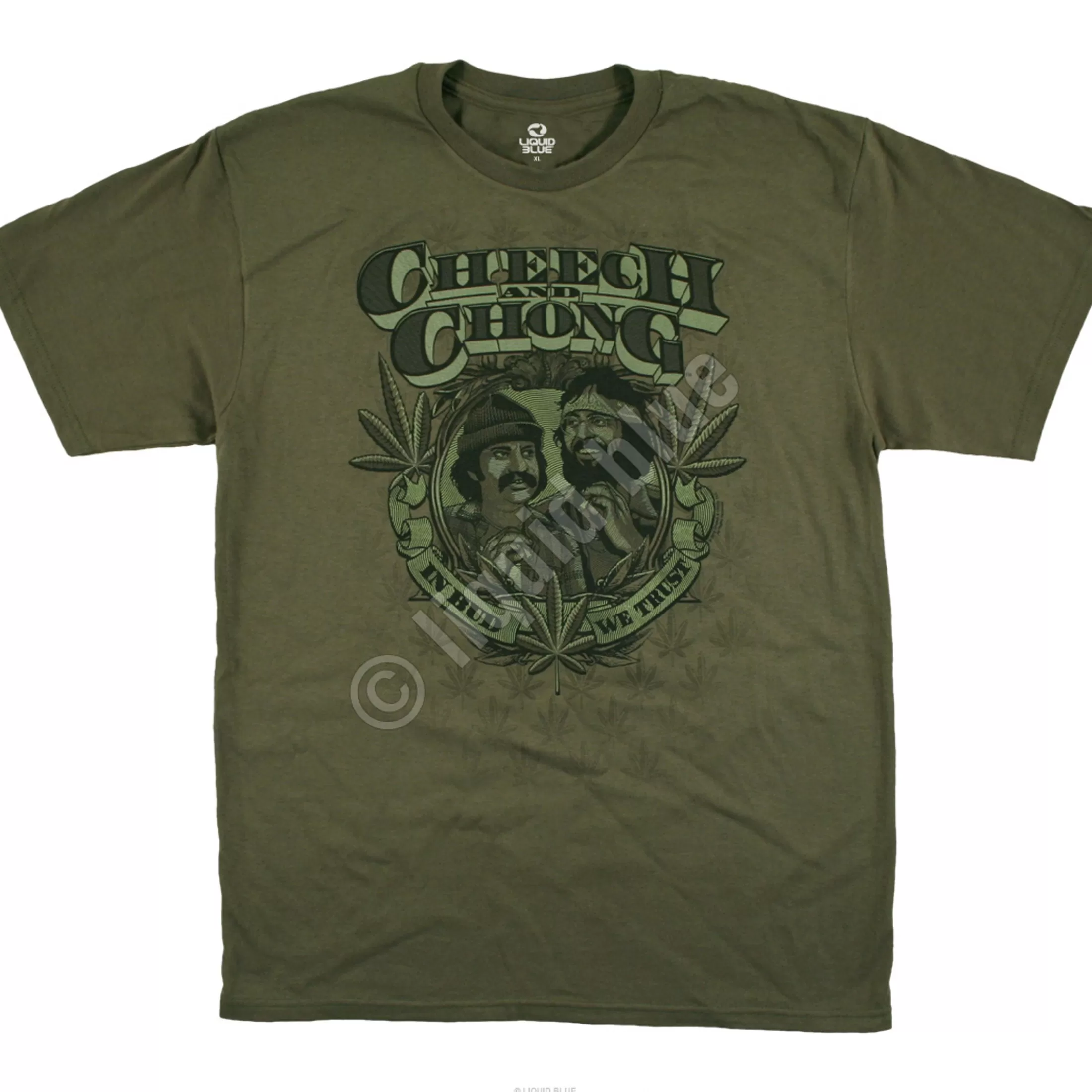 T-Shirt | Cheech And Chong<Liquid Blue In Bud We Trust Green T-Shirt