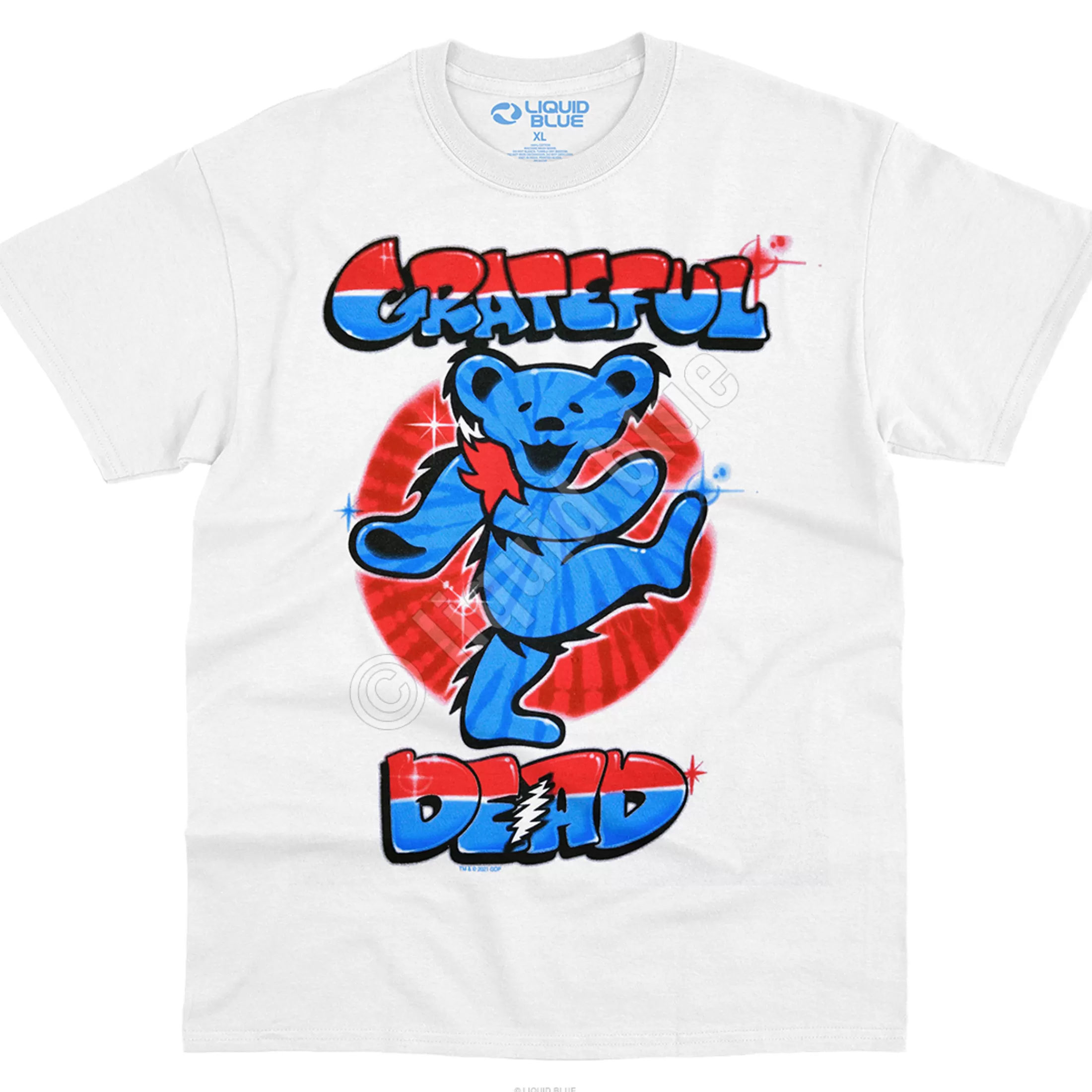 T-Shirt | Grateful Dead<Liquid Blue Independance Bear White T-Shirt