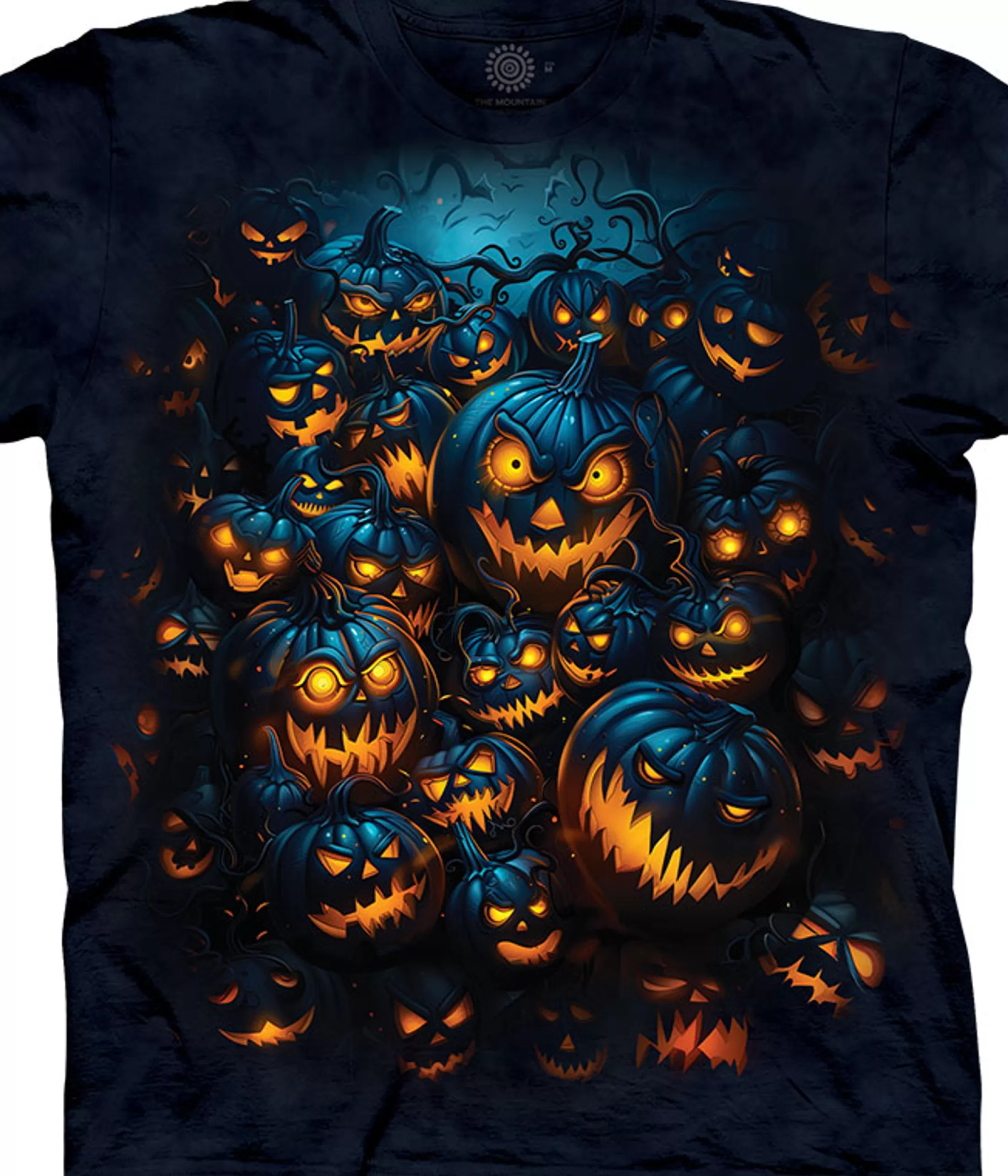 T-Shirt | Halloween<Liquid Blue Jack-O-Lantern Pile Classic Cotton T-Shirt