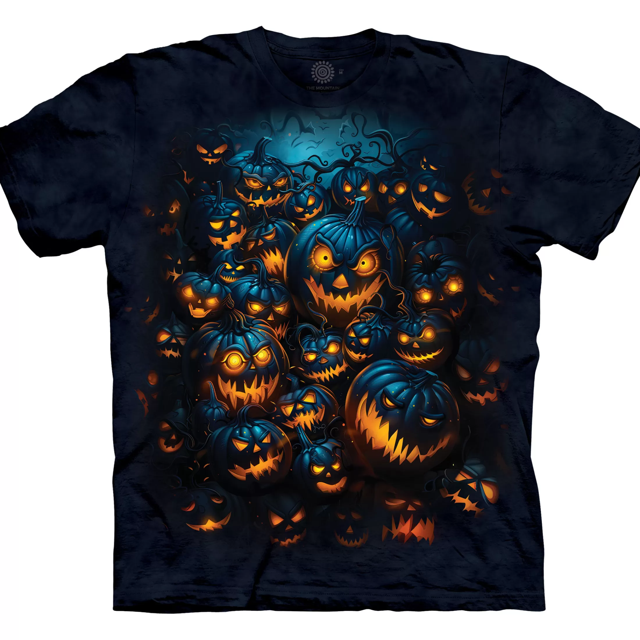 T-Shirt | Halloween<Liquid Blue Jack-O-Lantern Pile Classic Cotton T-Shirt