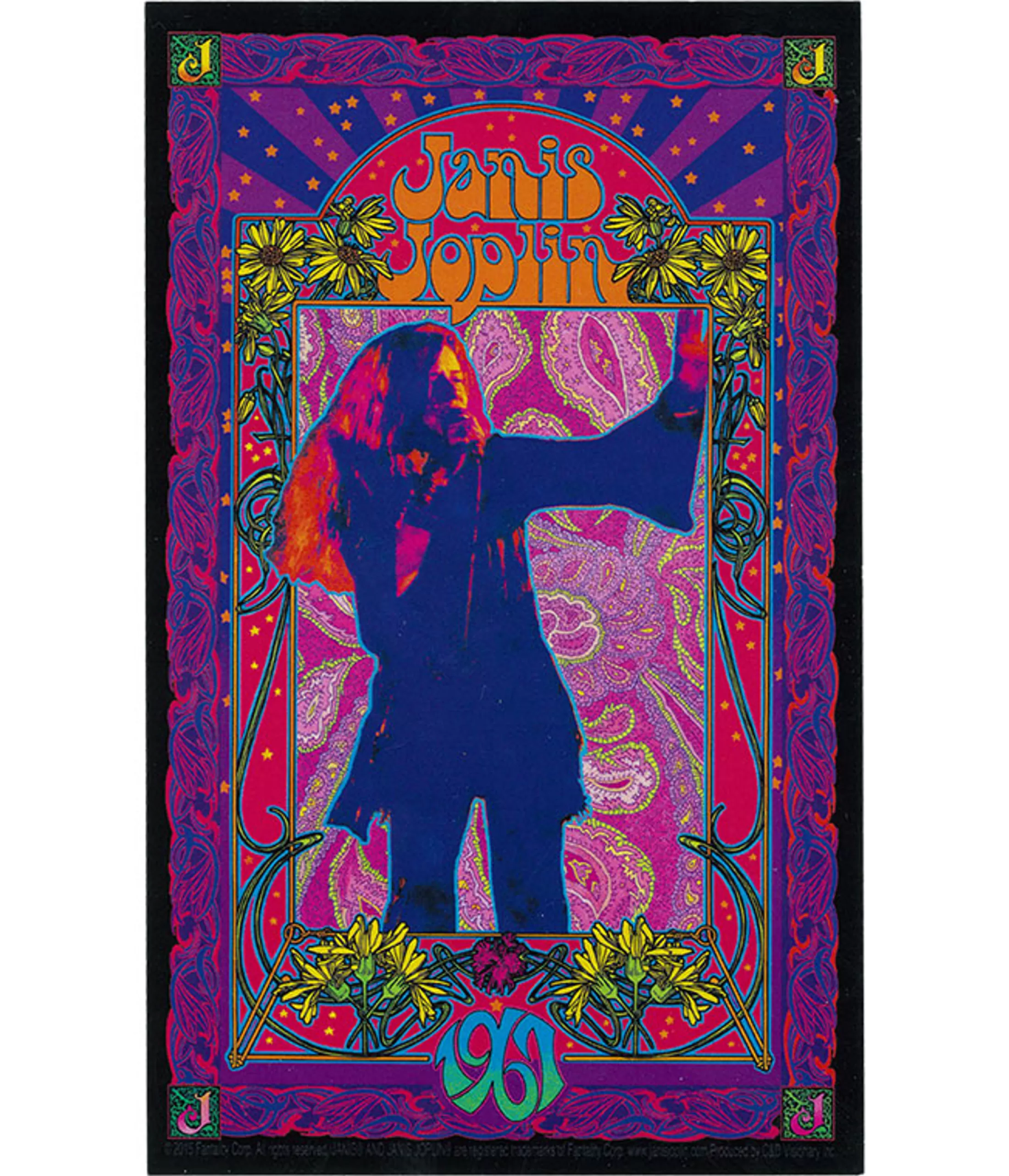 Janis Joplin<Liquid Blue Janis Joplin '67 Poster Sticker