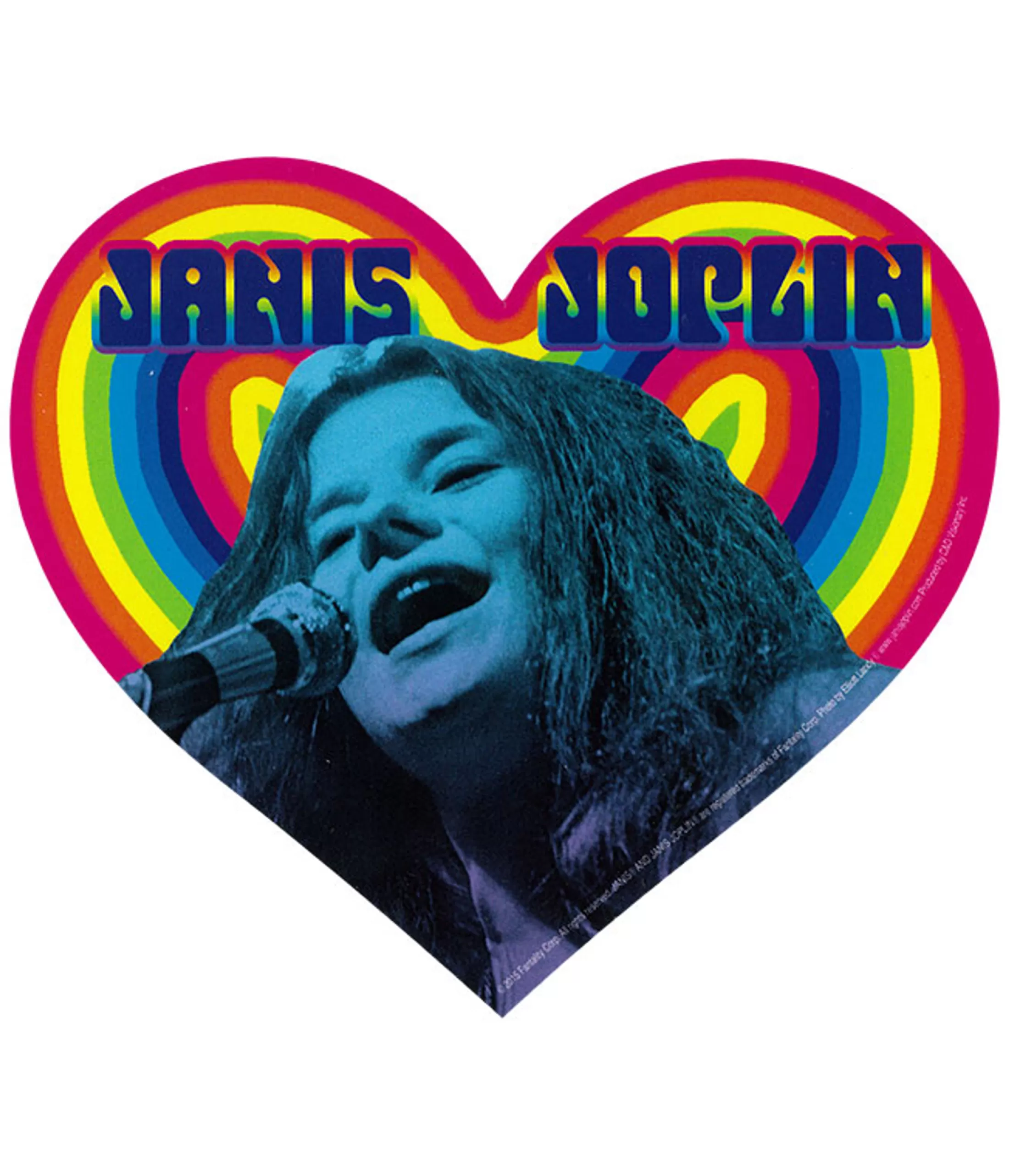 Janis Joplin<Liquid Blue Janis Joplin Rainbow Heart Sticker