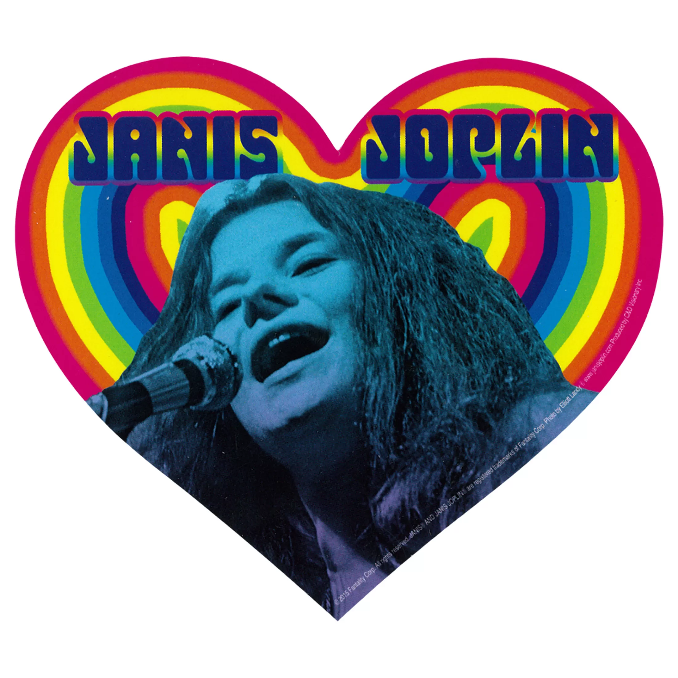 Janis Joplin<Liquid Blue Janis Joplin Rainbow Heart Sticker