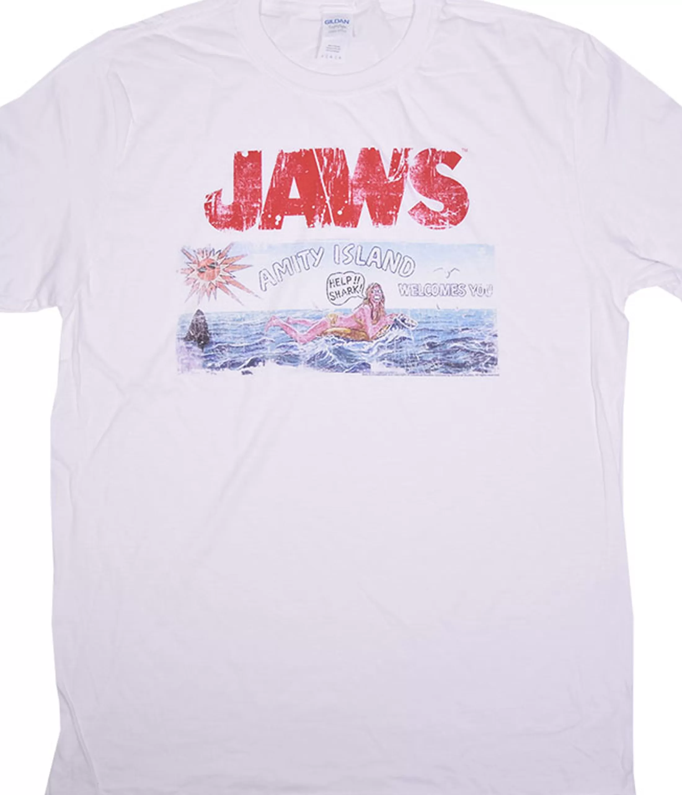 T-Shirt | Jaws<Liquid Blue Jaws Island White T-Shirt