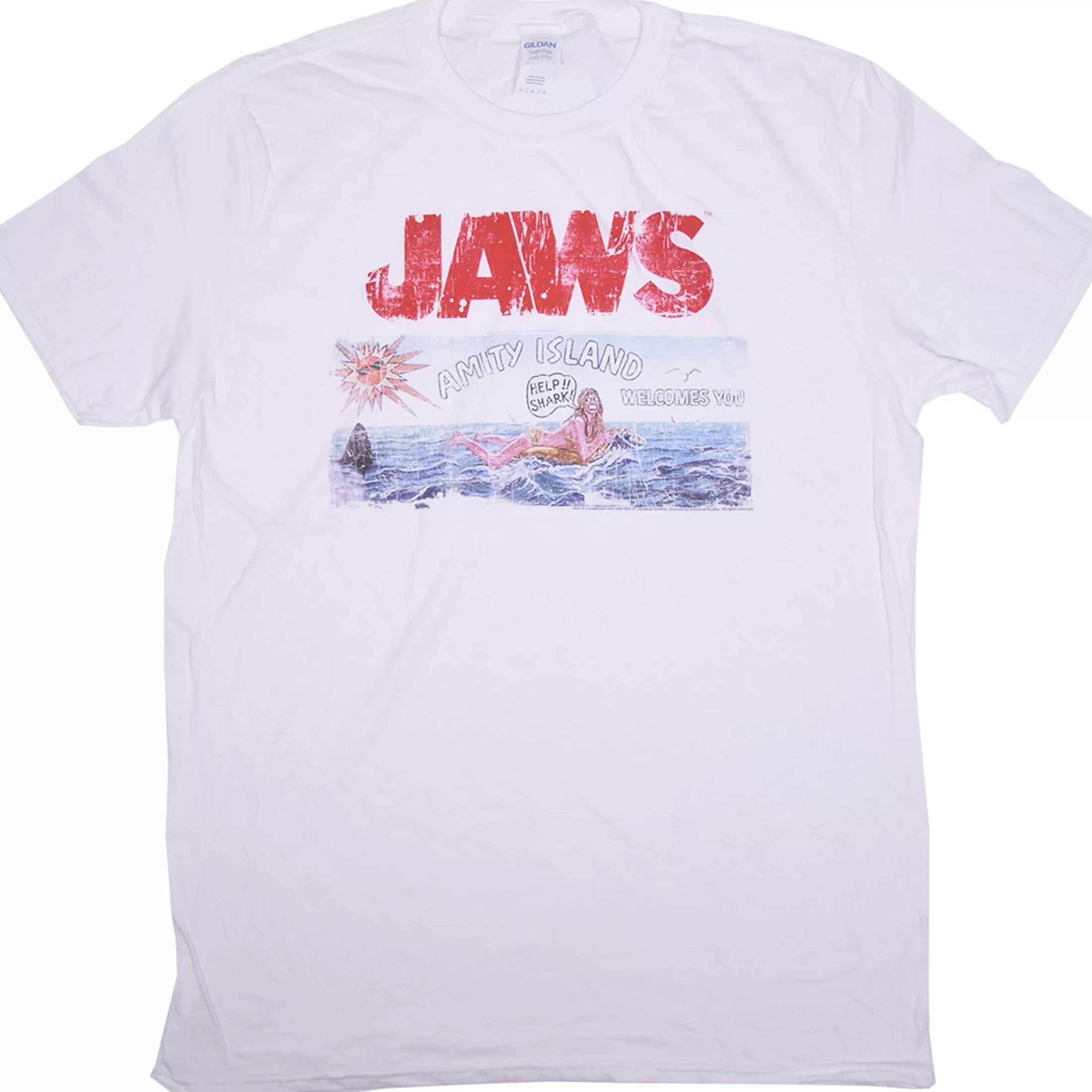 T-Shirt | Jaws<Liquid Blue Jaws Island White T-Shirt