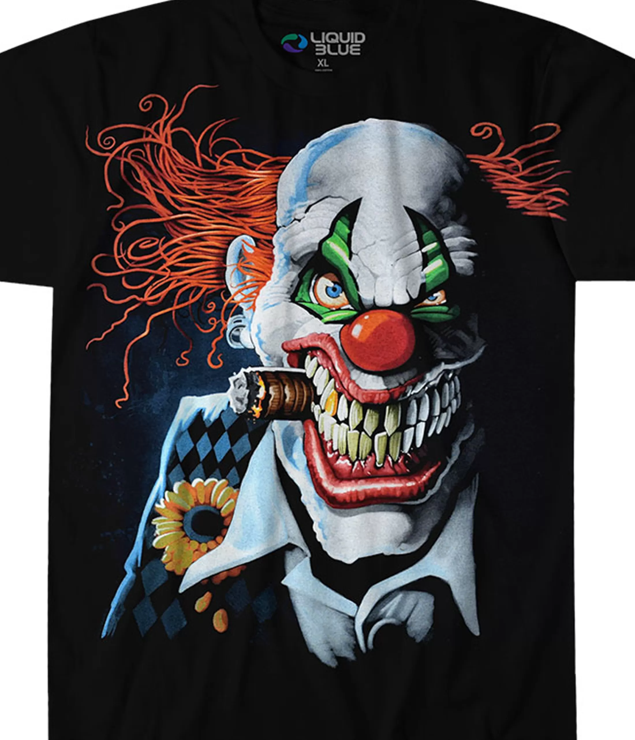 T-Shirt | Halloween<Liquid Blue Joker Clown Black T-Shirt