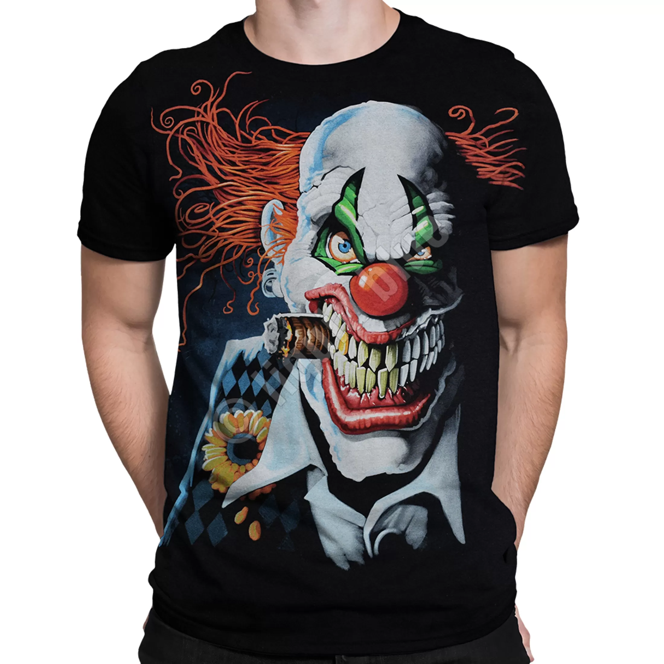 T-Shirt | Halloween<Liquid Blue Joker Clown Black T-Shirt