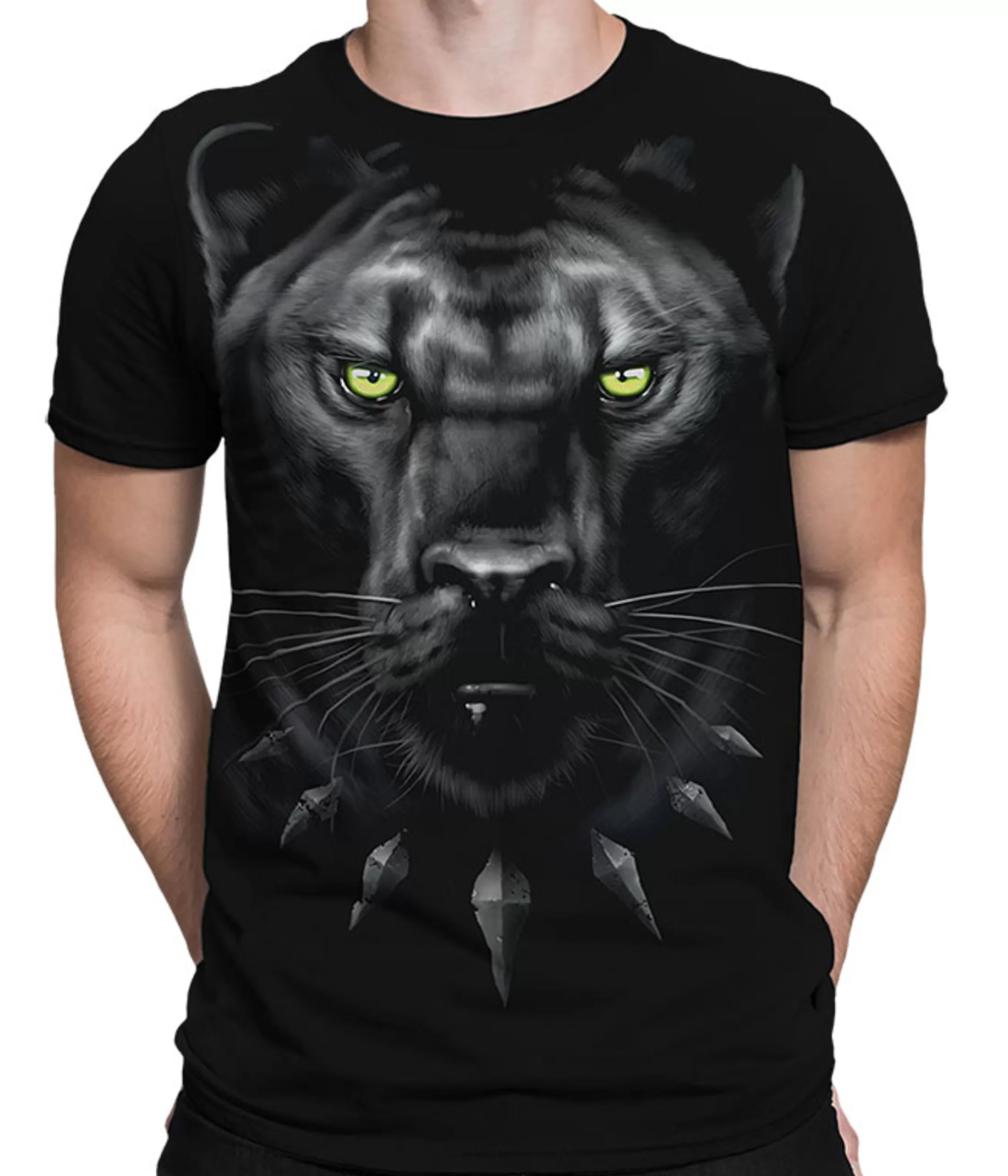 Athletic T-Shirt | Exotic Wildlife<Liquid Blue King Panther Black Athletic T-Shirt