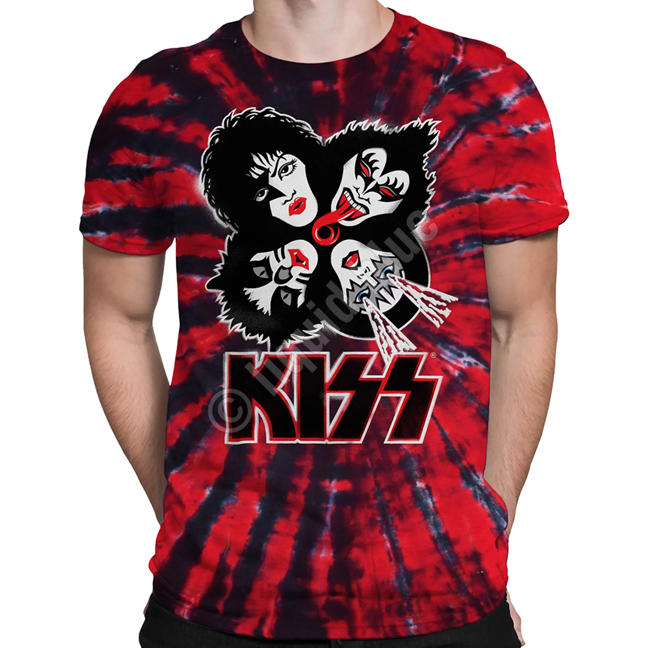 T-Shirt | Kiss<Liquid Blue KISS Burst Tie-Dye T-Shirt