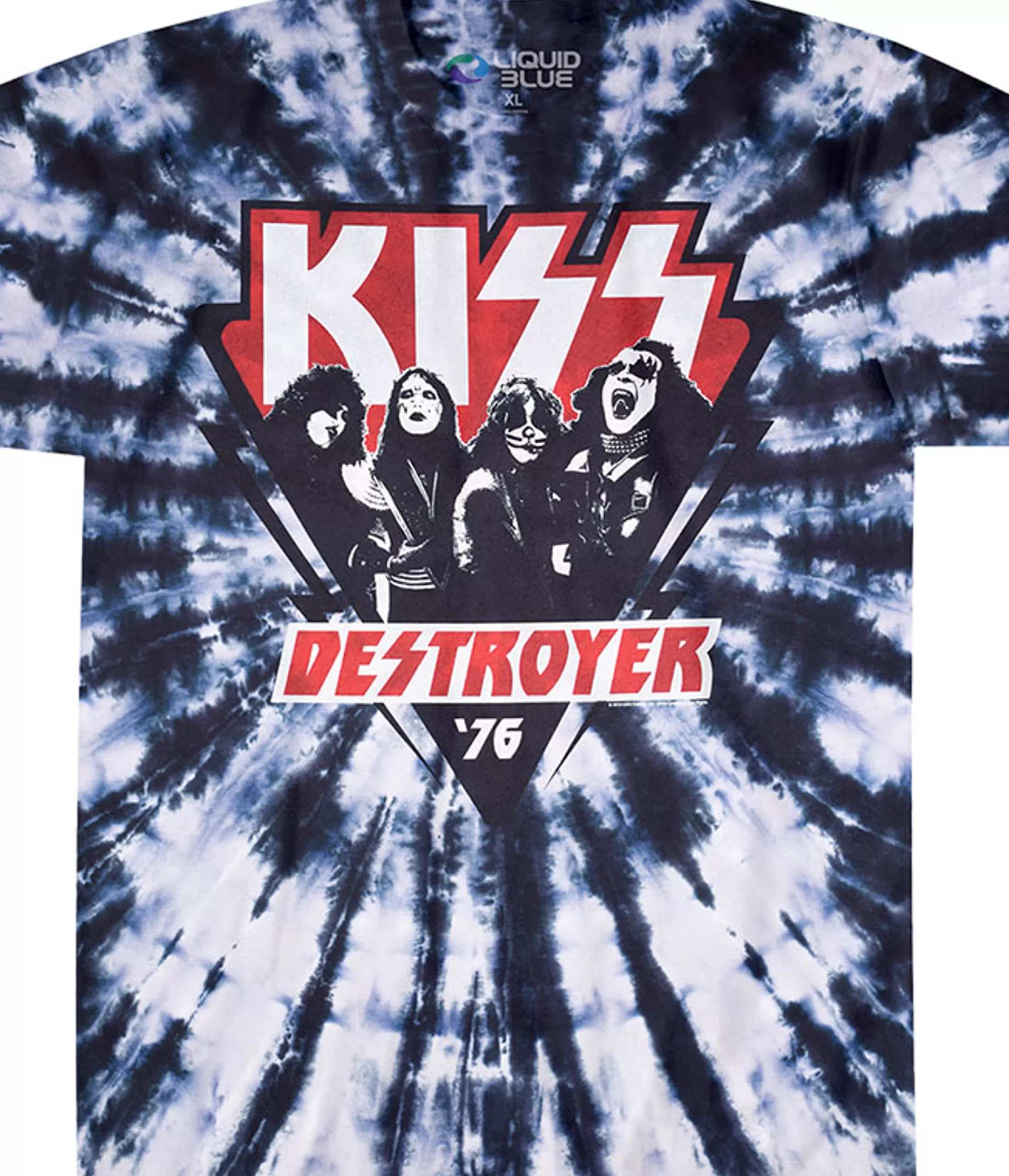 T-Shirt | Kiss<Liquid Blue KISS Destroyer '76 Tie-Dye T-Shirt