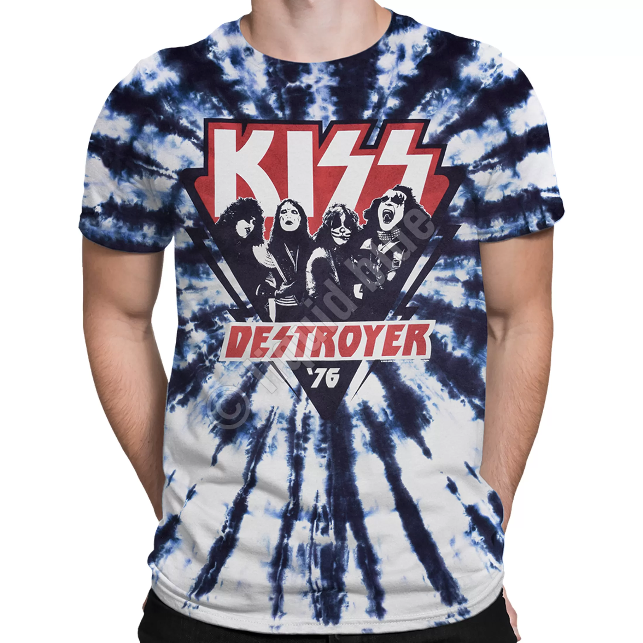 T-Shirt | Kiss<Liquid Blue KISS Destroyer '76 Tie-Dye T-Shirt