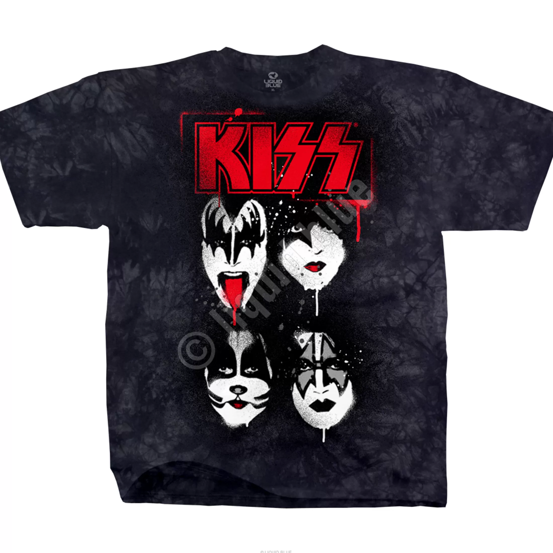 T-Shirt | Kiss<Liquid Blue KISS Faces Tie-Dye T-Shirt