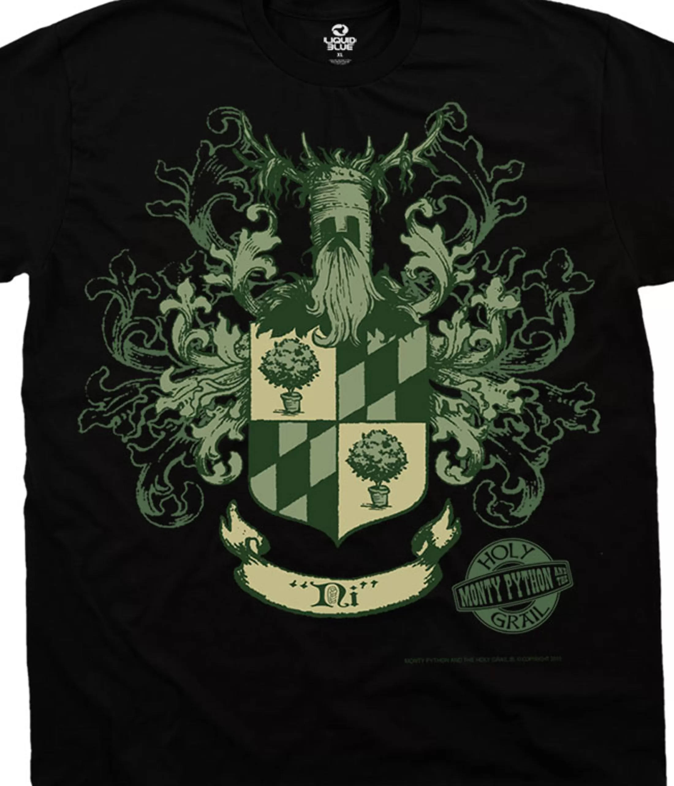 T-Shirt | Monty Python<Liquid Blue Knights Of Ni Crest Black T-Shirt