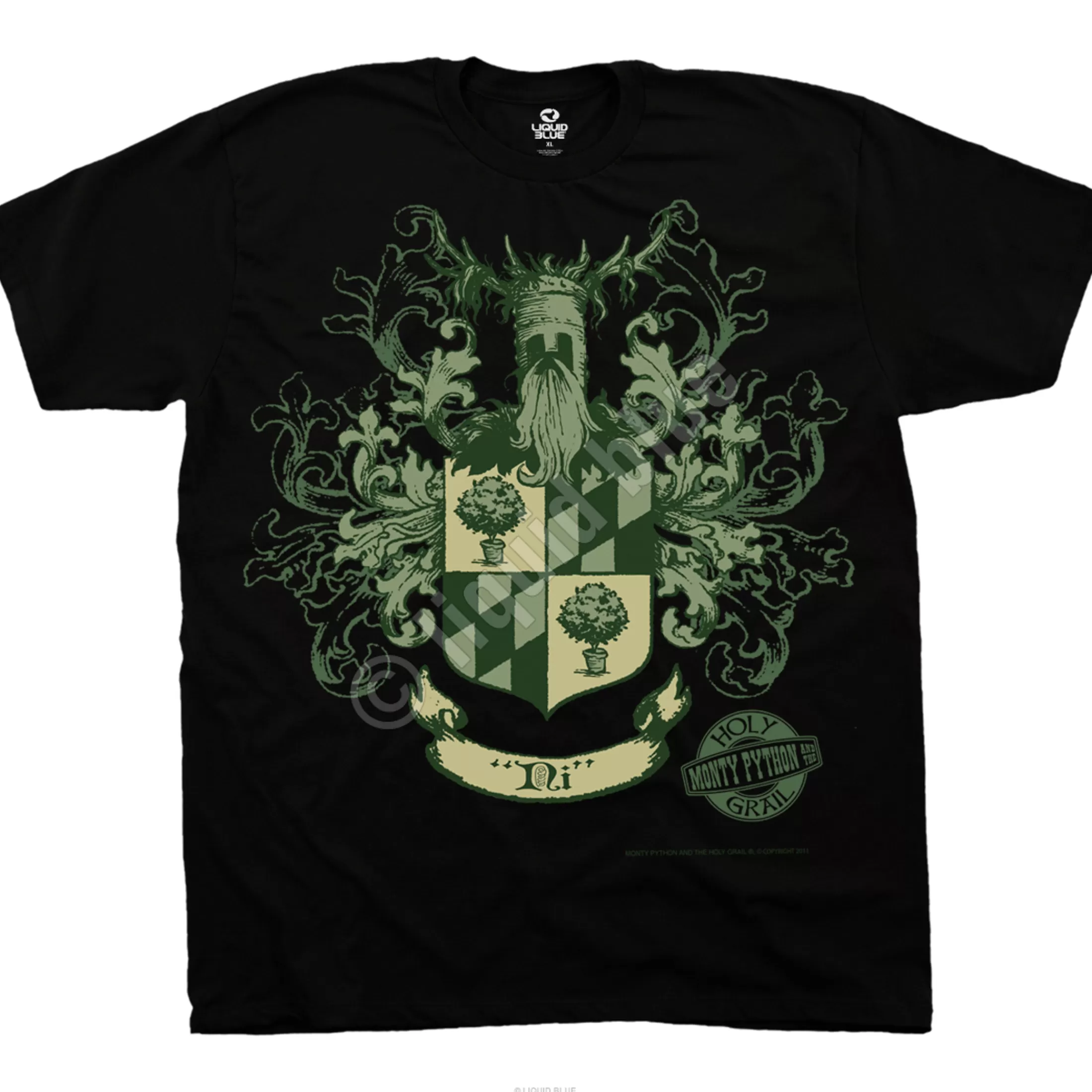 T-Shirt | Monty Python<Liquid Blue Knights Of Ni Crest Black T-Shirt