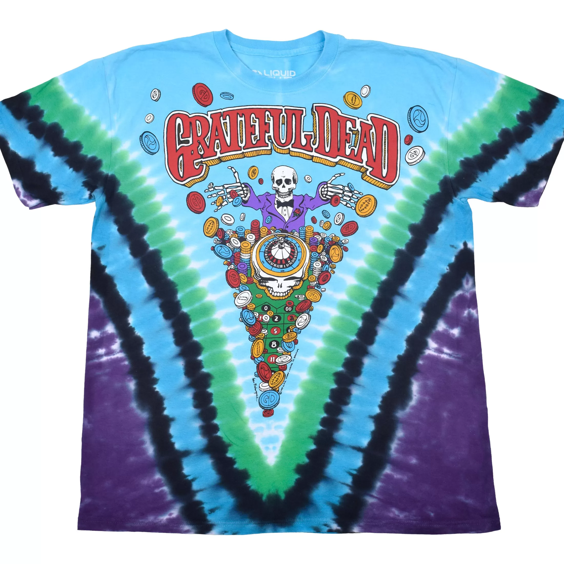 T-Shirt | Grateful Dead<Liquid Blue Laughing Bones Tie-Dye T-Shirt