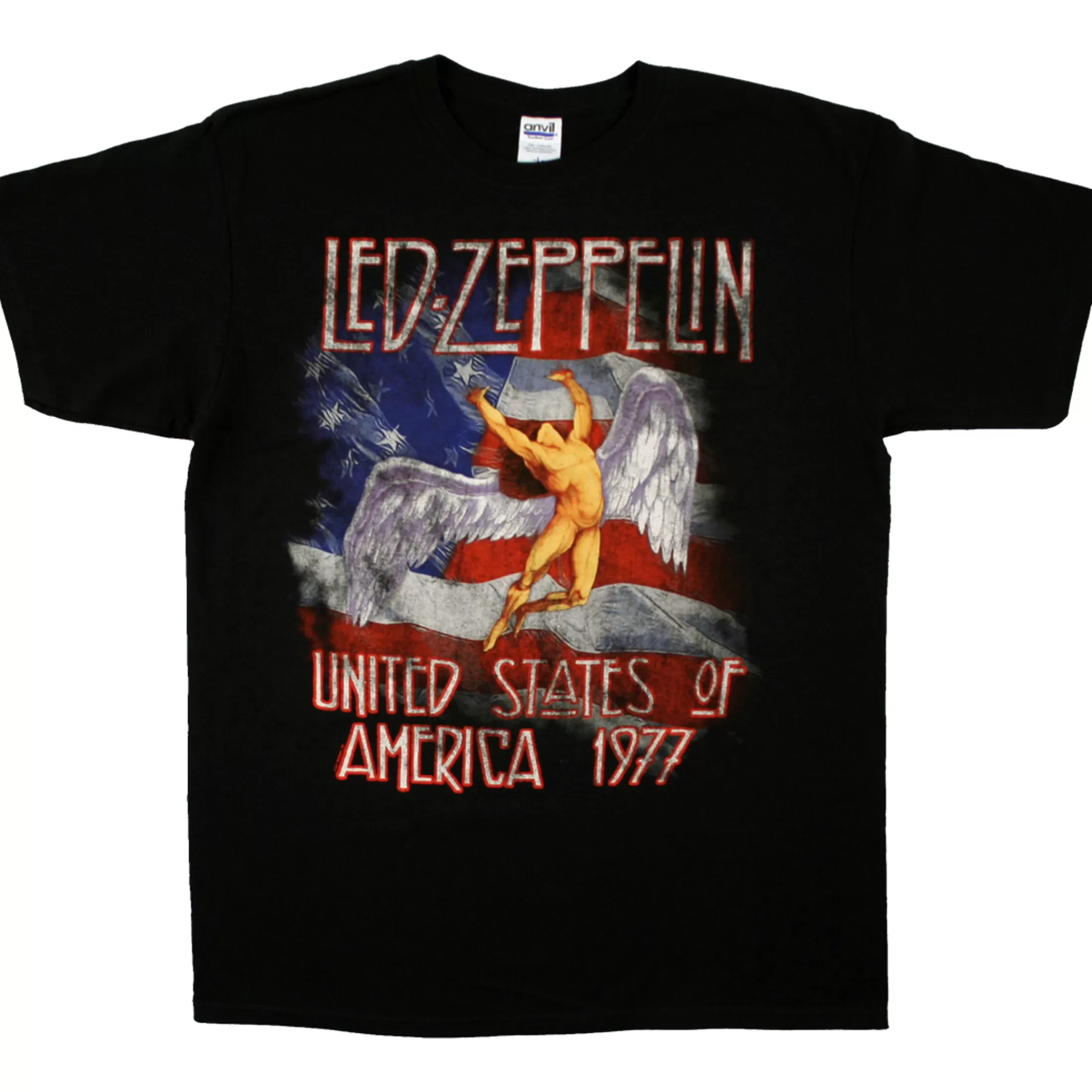 T-Shirt | Led Zeppelin<Liquid Blue Led Zeppelin America 1977 Black T-Shirt