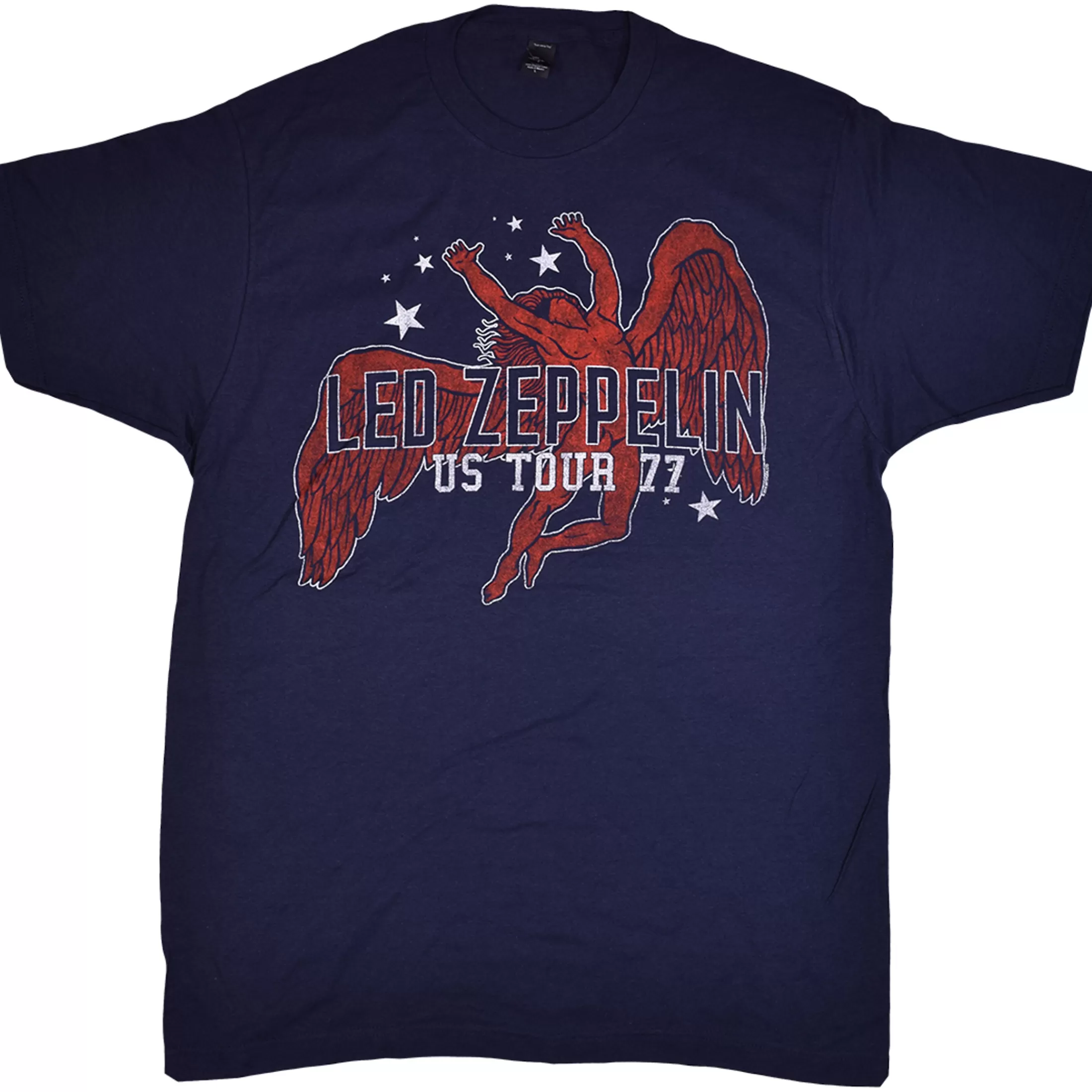 T-Shirt | Led Zeppelin<Liquid Blue Led Zeppelin Arched Icarus Navy T-Shirt