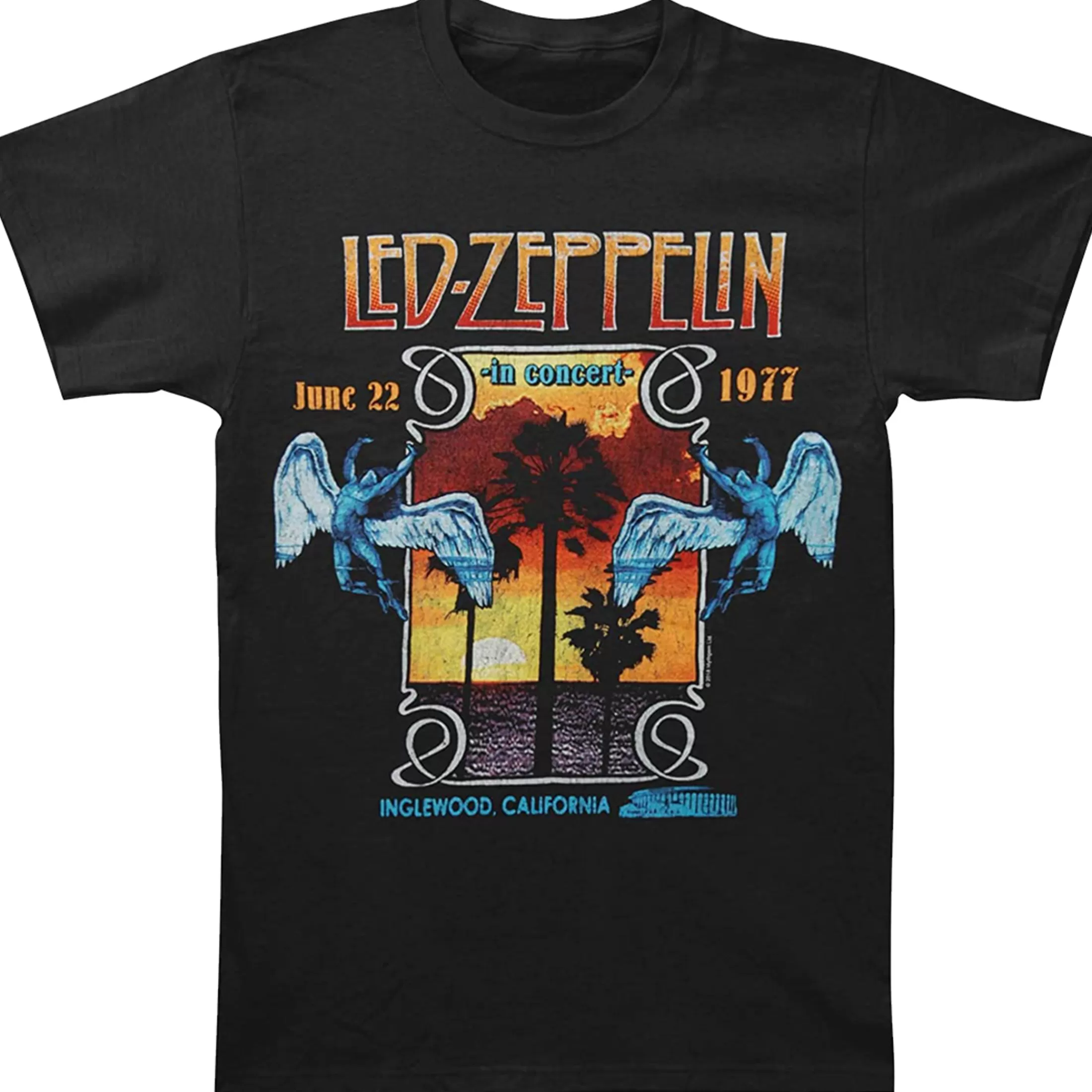 T-Shirt | Led Zeppelin<Liquid Blue Led Zeppelin Inglewood Black T-Shirt