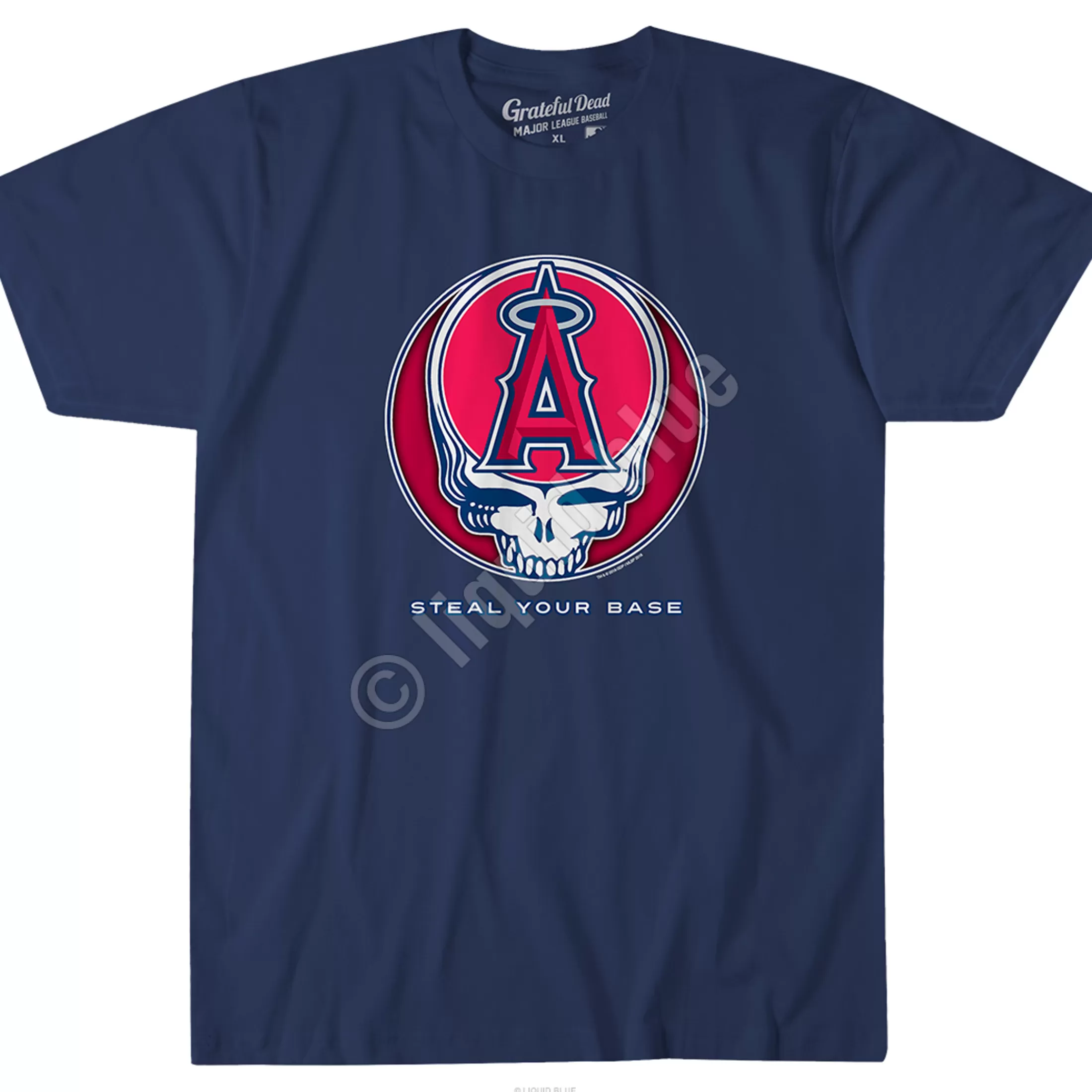 Athletic T-Shirt | Los Angeles Angels<Liquid Blue Los Angeles Angels Steal Your Base Navy Athletic T-Shirt