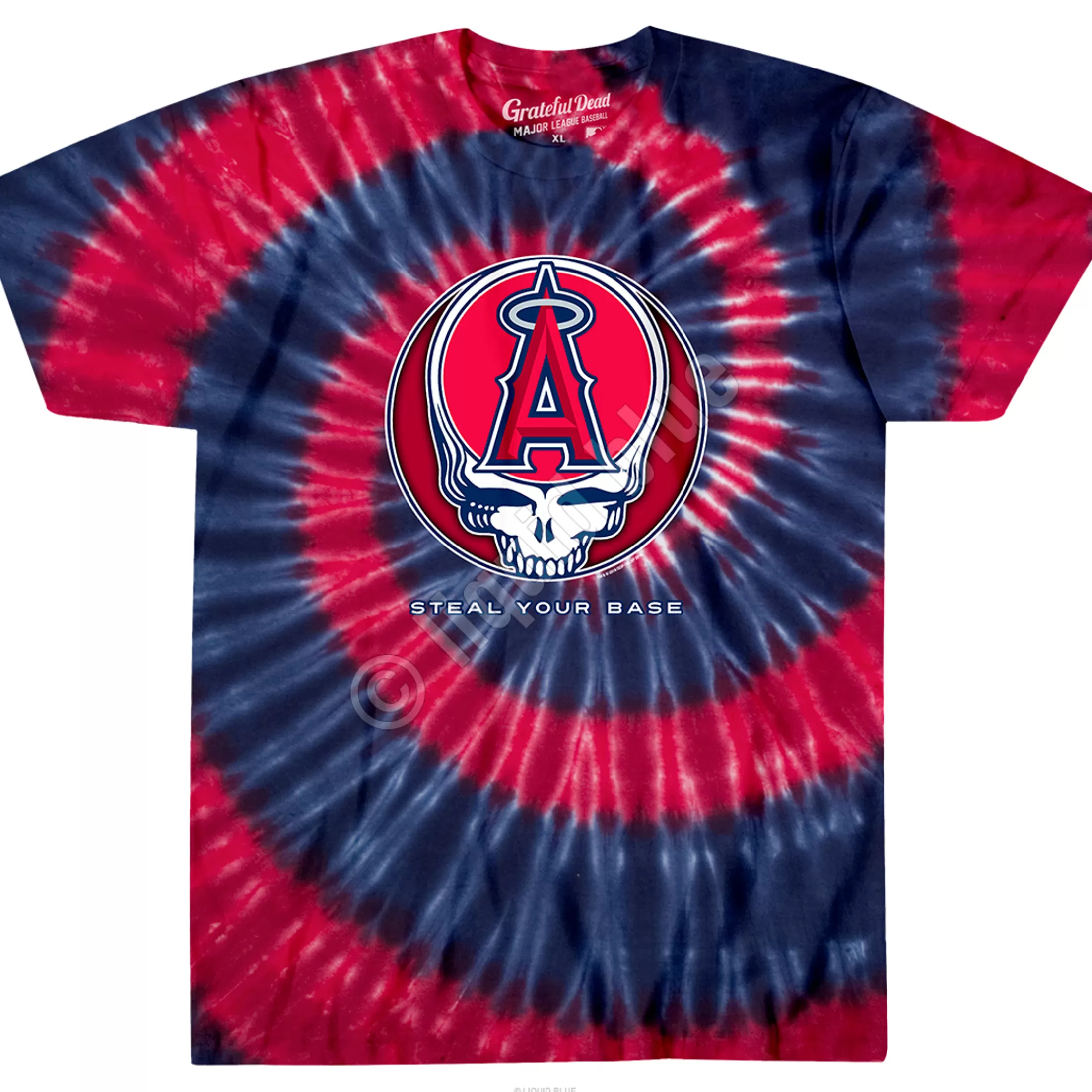 T-Shirt | Los Angeles Angels<Liquid Blue Los Angeles Angels Steal Your Base Tie-Dye T-Shirt