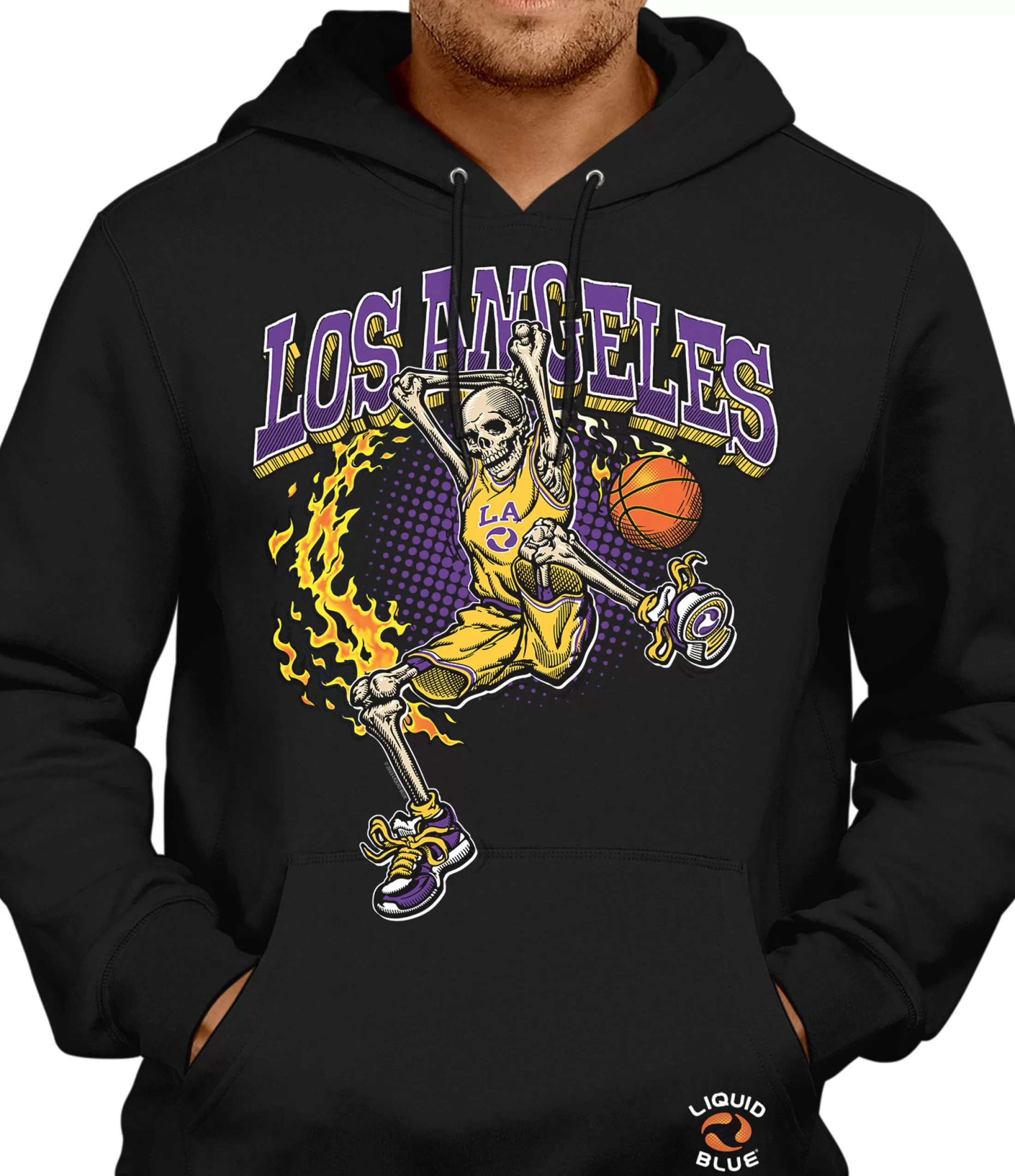 Hoodie | Basketball<Liquid Blue Los Angeles Dunker Basketball Skeleton Hoodie