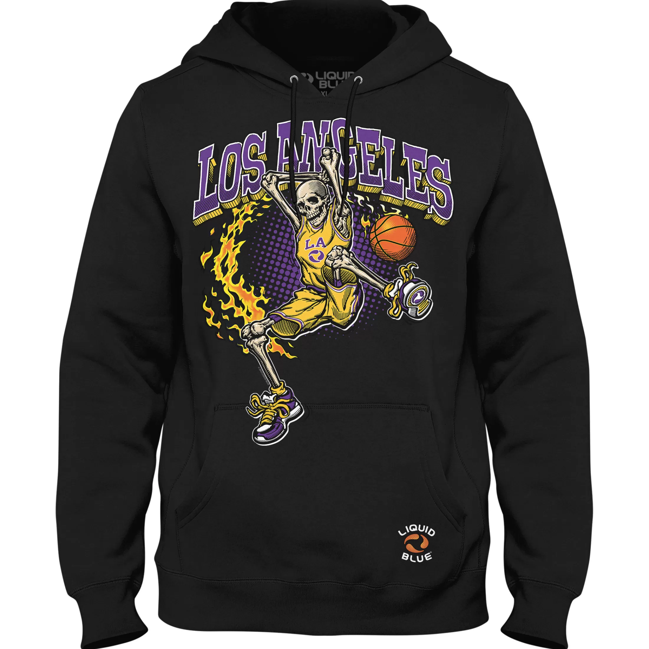 Hoodie | Basketball<Liquid Blue Los Angeles Dunker Basketball Skeleton Hoodie