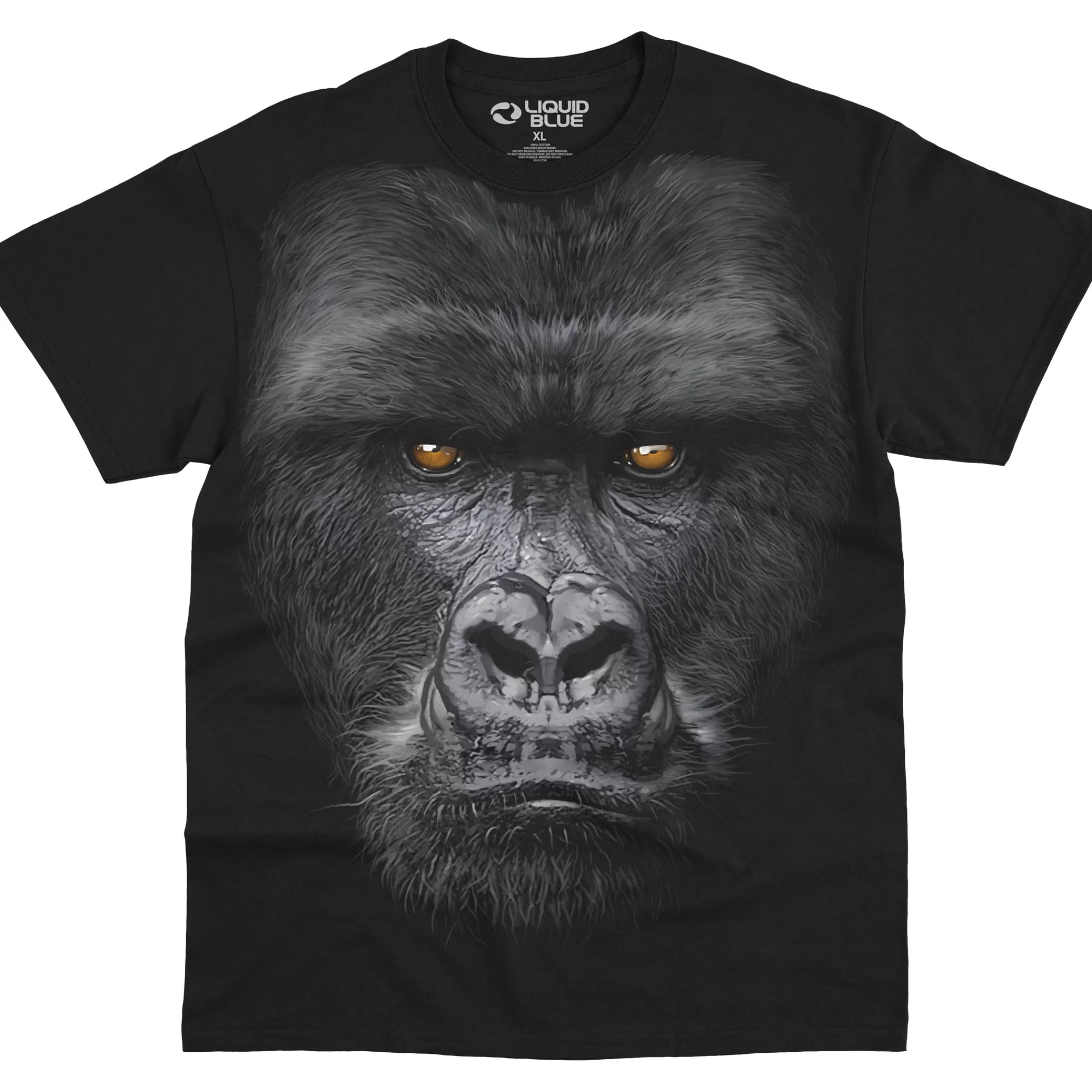 Athletic T-Shirt | Exotic Wildlife<Liquid Blue Majestic Gorilla Black Athletic T-Shirt