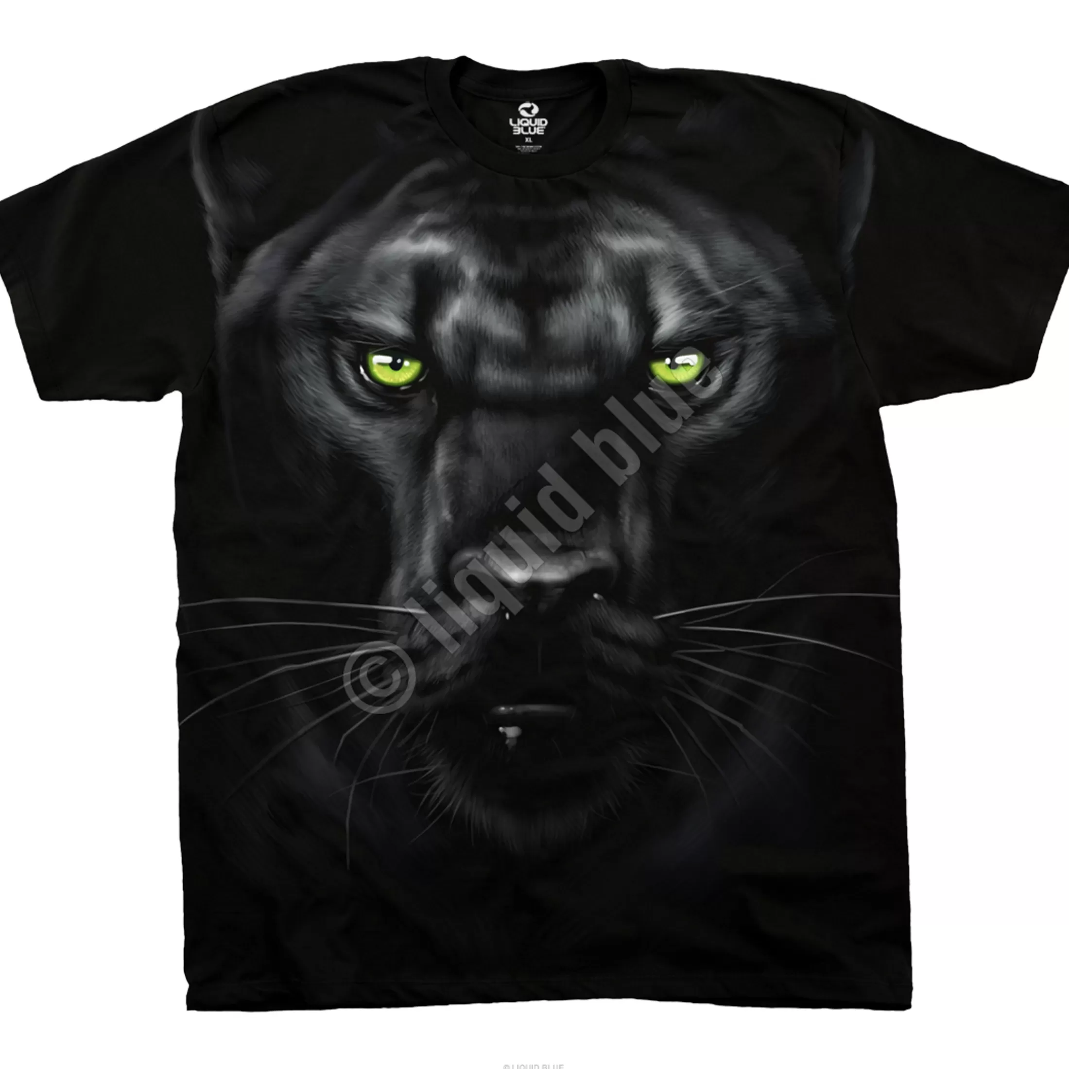 Athletic T-Shirt | Exotic Wildlife<Liquid Blue Majestic Panther Black Athletic T-Shirt