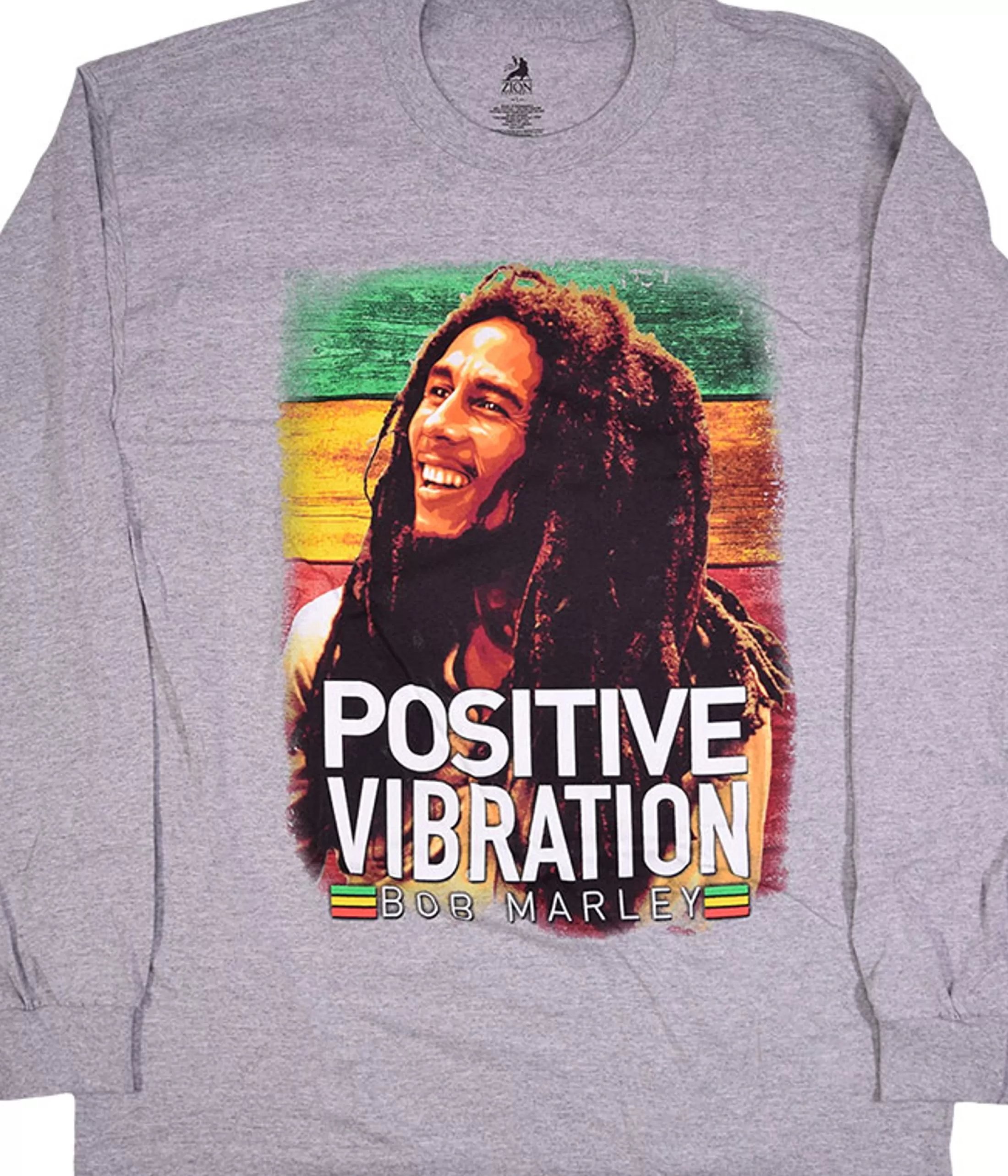 Long Sleeve | Rastafari Art<Liquid Blue Marley Positive Vibrations Heather Grey Long Sleeve T-Shirt