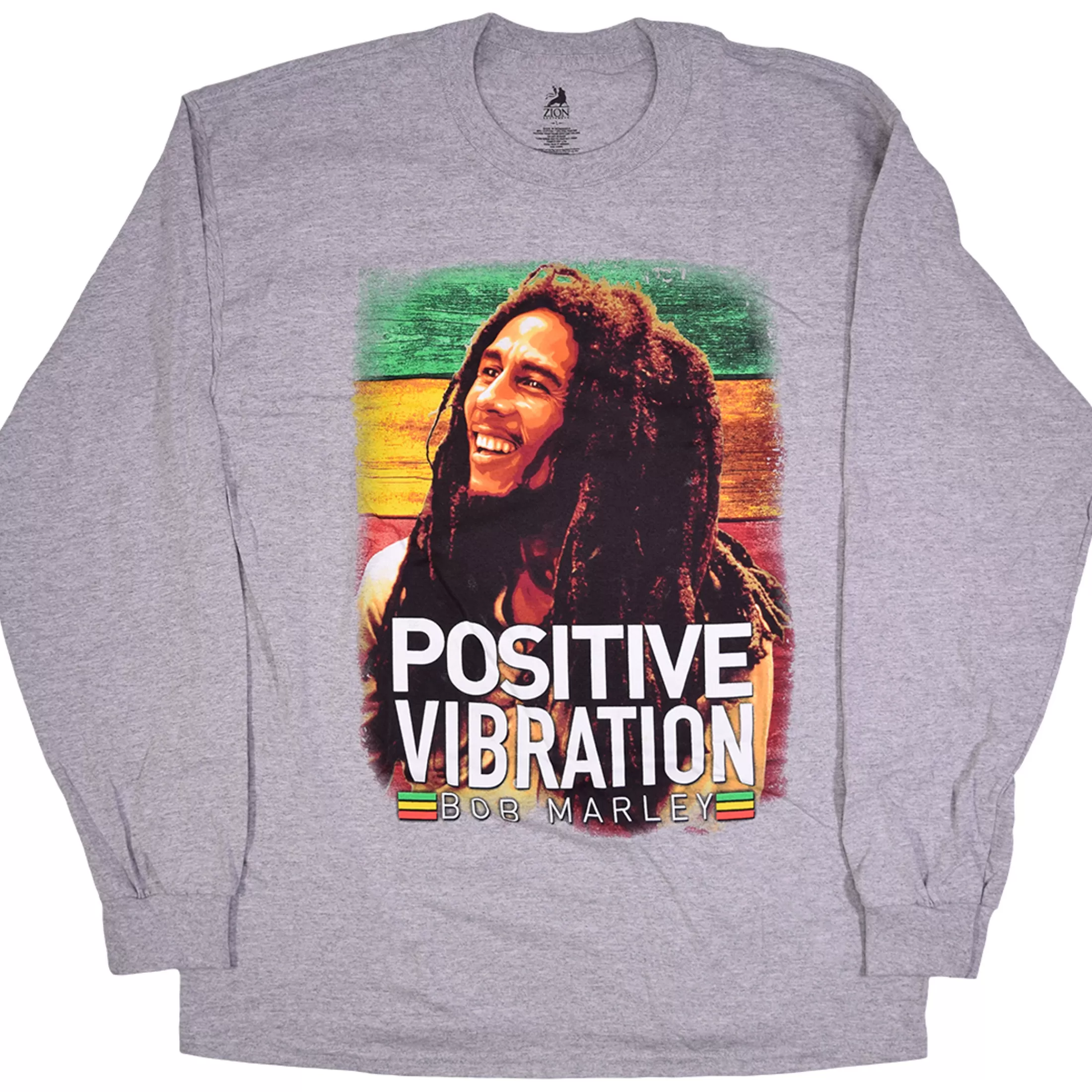 Long Sleeve | Rastafari Art<Liquid Blue Marley Positive Vibrations Heather Grey Long Sleeve T-Shirt