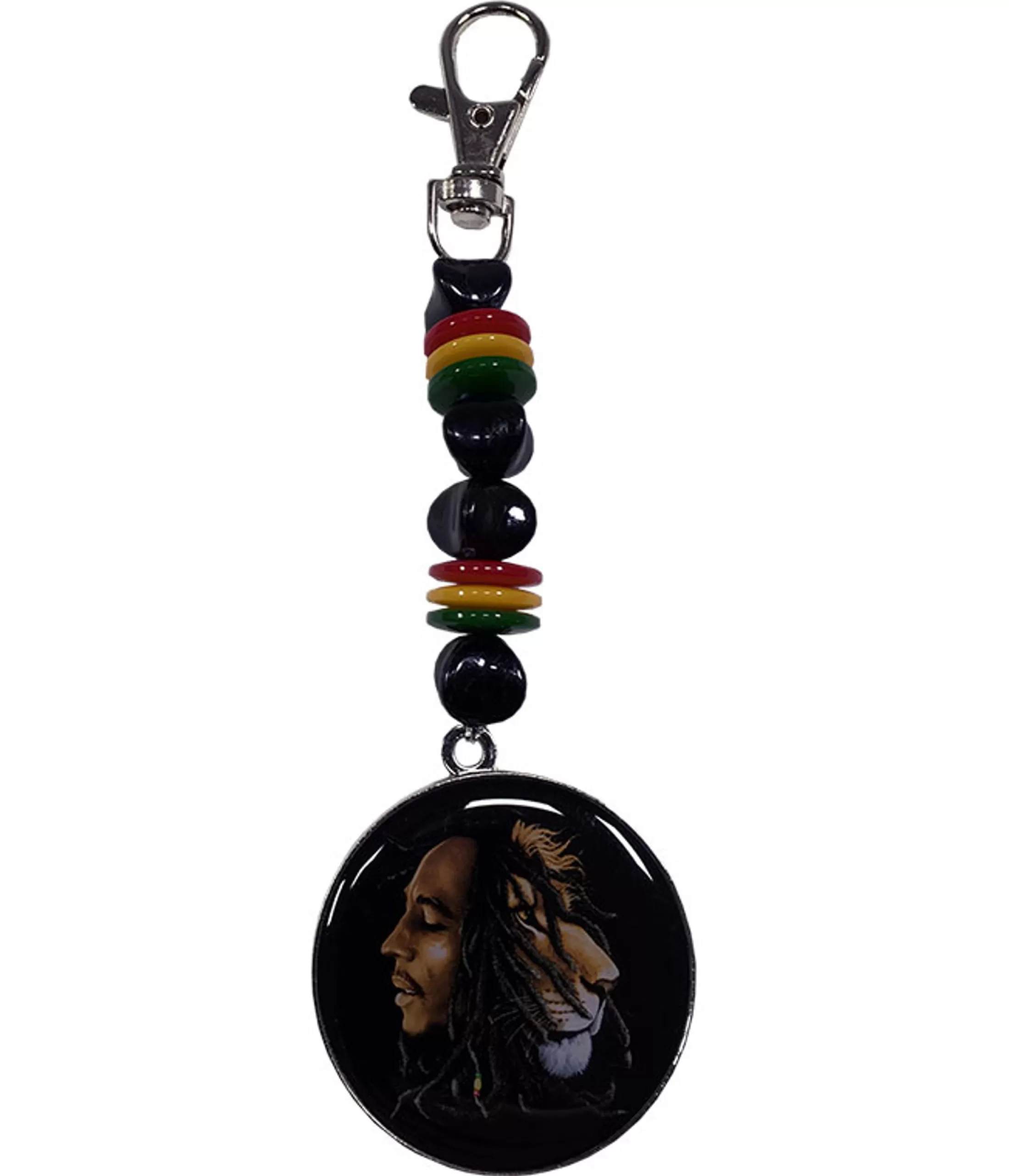 Keychains | Rastafari Art<Liquid Blue Marley Profile Beaded Keychain