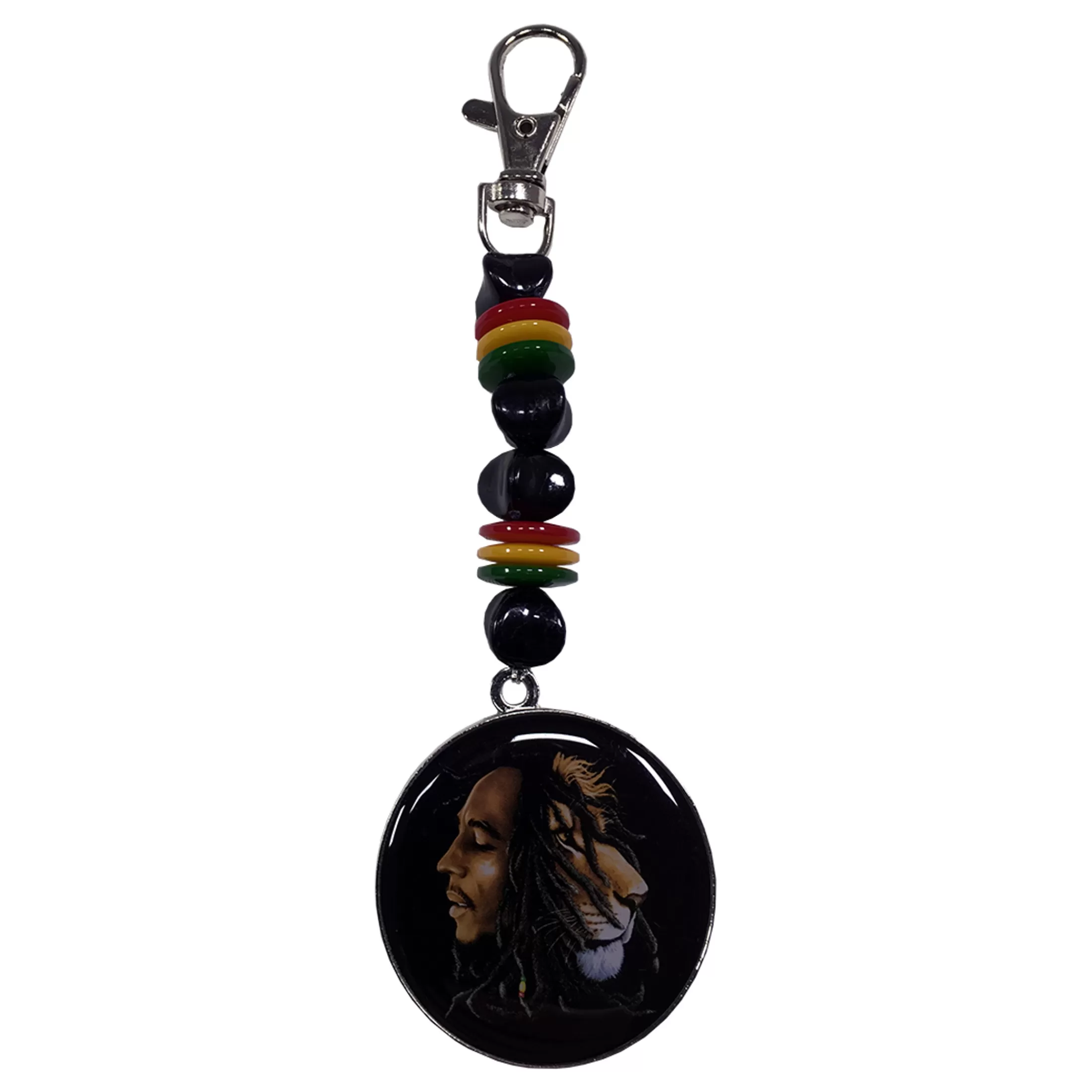 Keychains | Rastafari Art<Liquid Blue Marley Profile Beaded Keychain