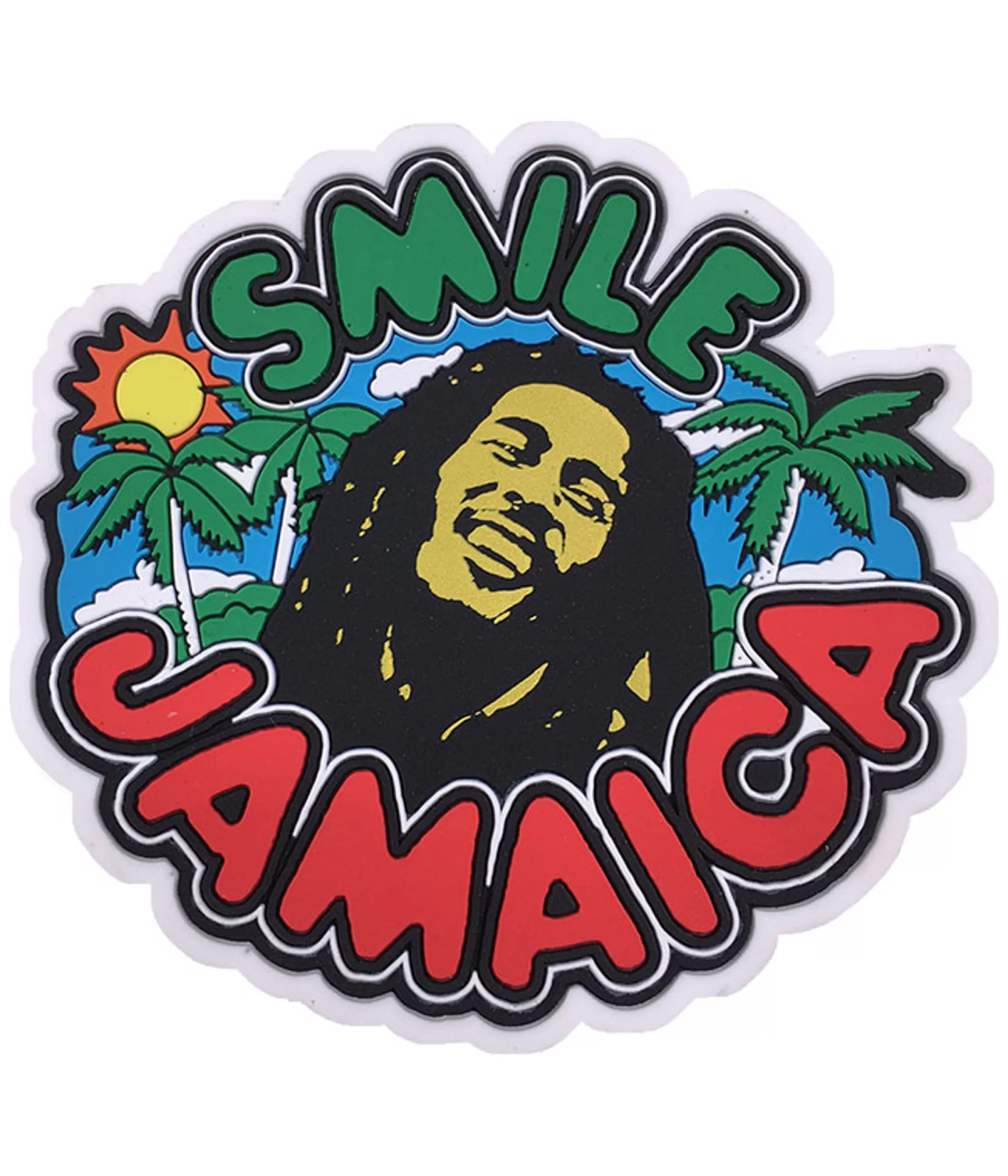 Rastafari Art | Bob Marley<Liquid Blue Marley Smile Jamaica Magnet