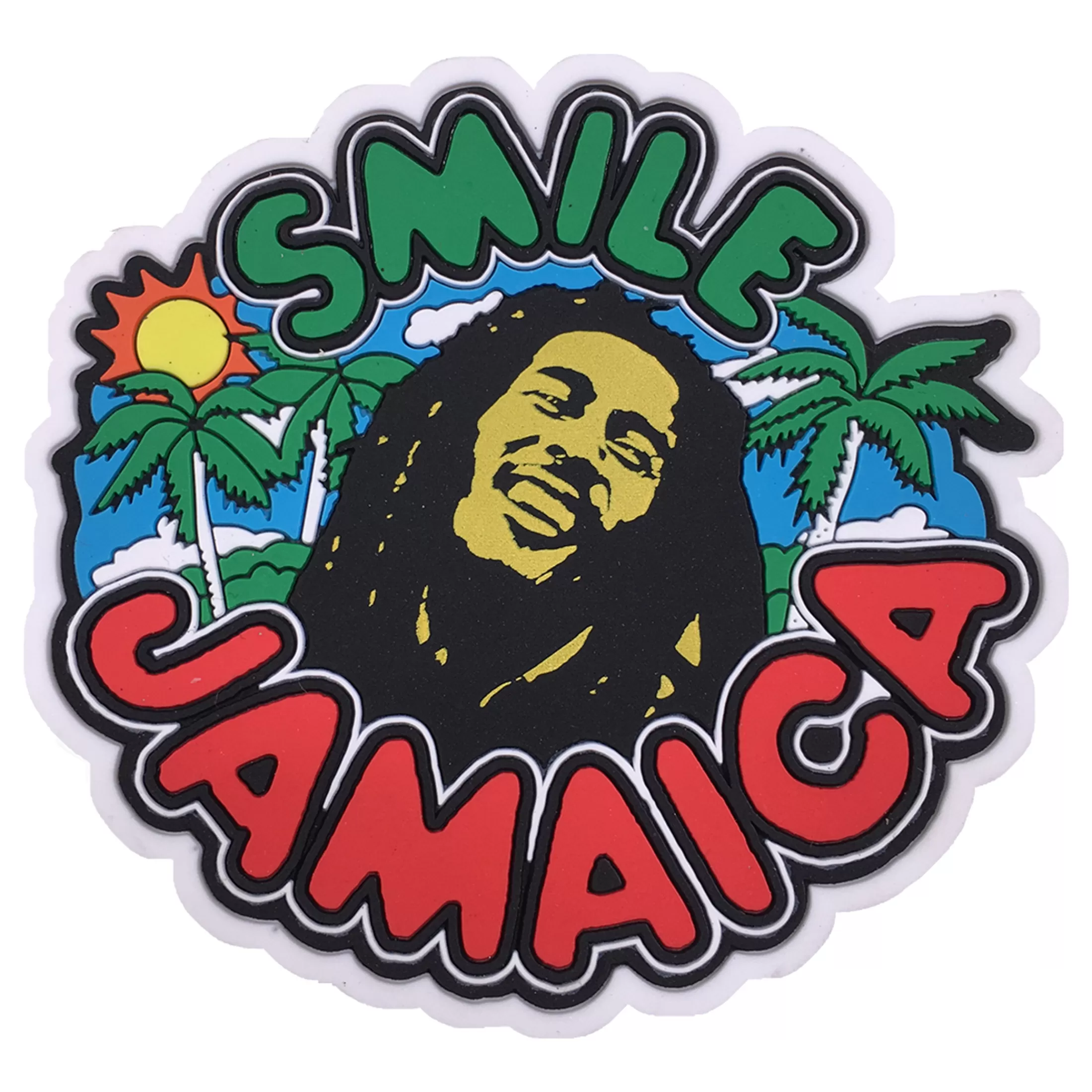 Rastafari Art | Bob Marley<Liquid Blue Marley Smile Jamaica Magnet