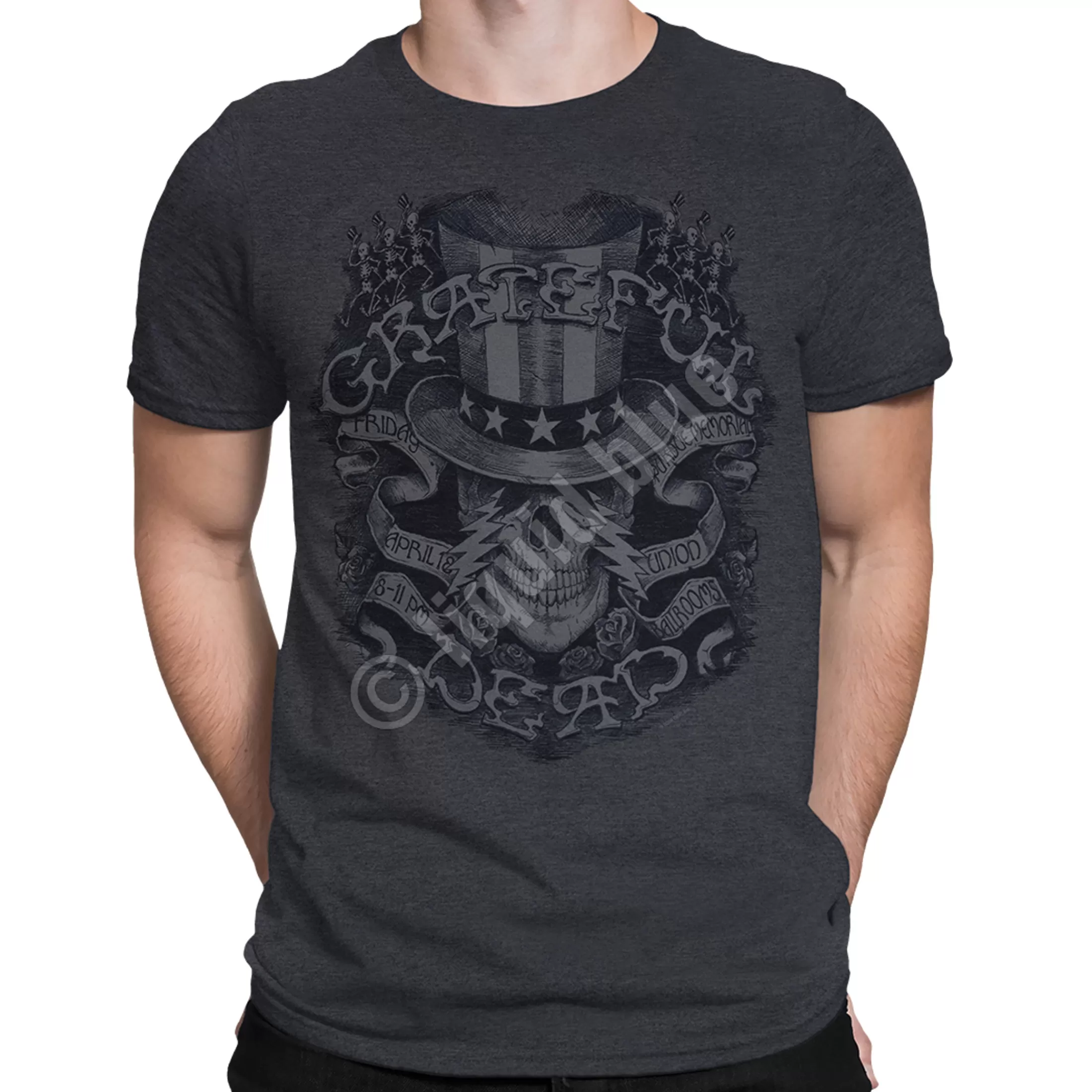 T-Shirt | Grateful Dead<Liquid Blue Memorial Ballroom Dark Heather Poly-Cotton T-Shirt