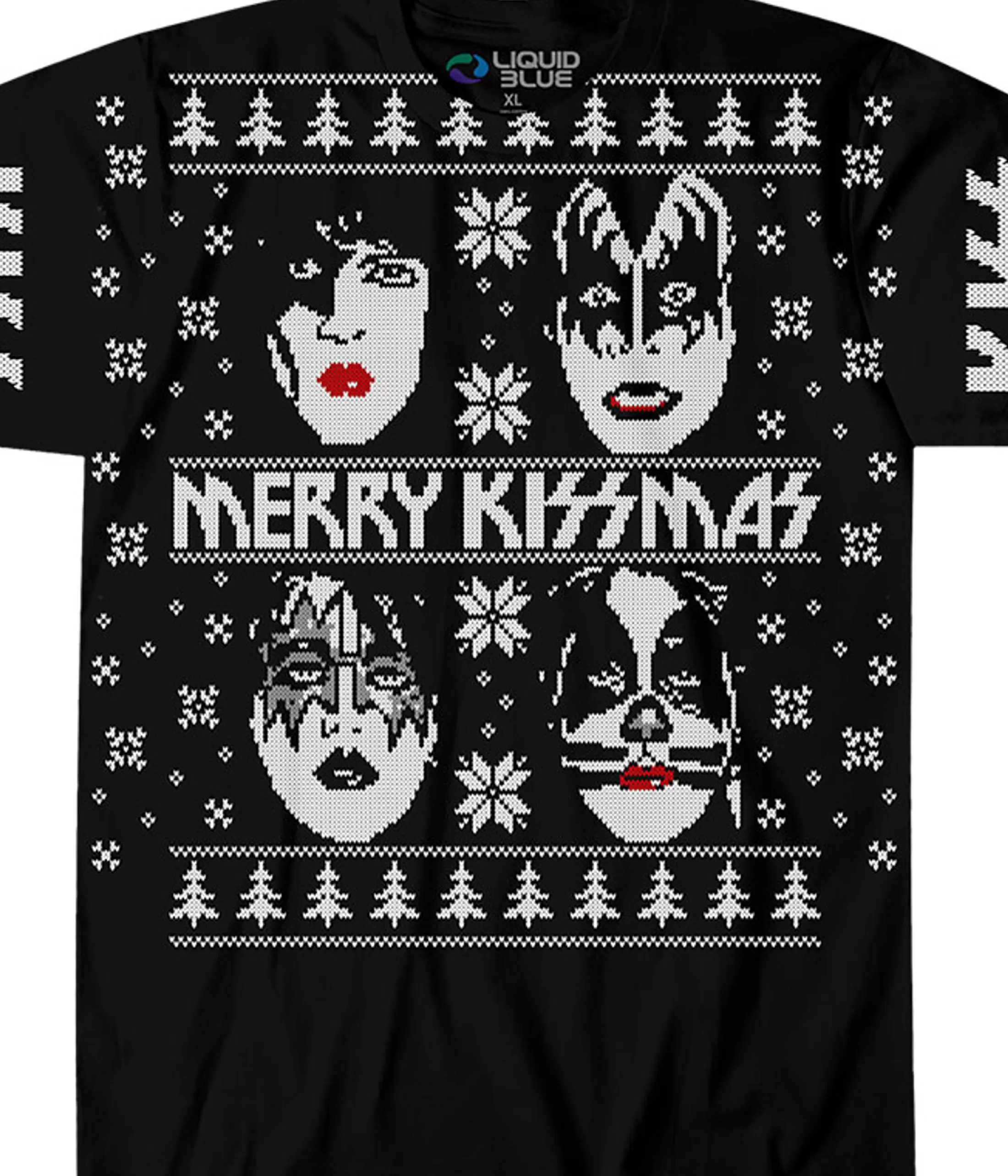 T-Shirt | Kiss<Liquid Blue Merry KISSmas Black T-Shirt