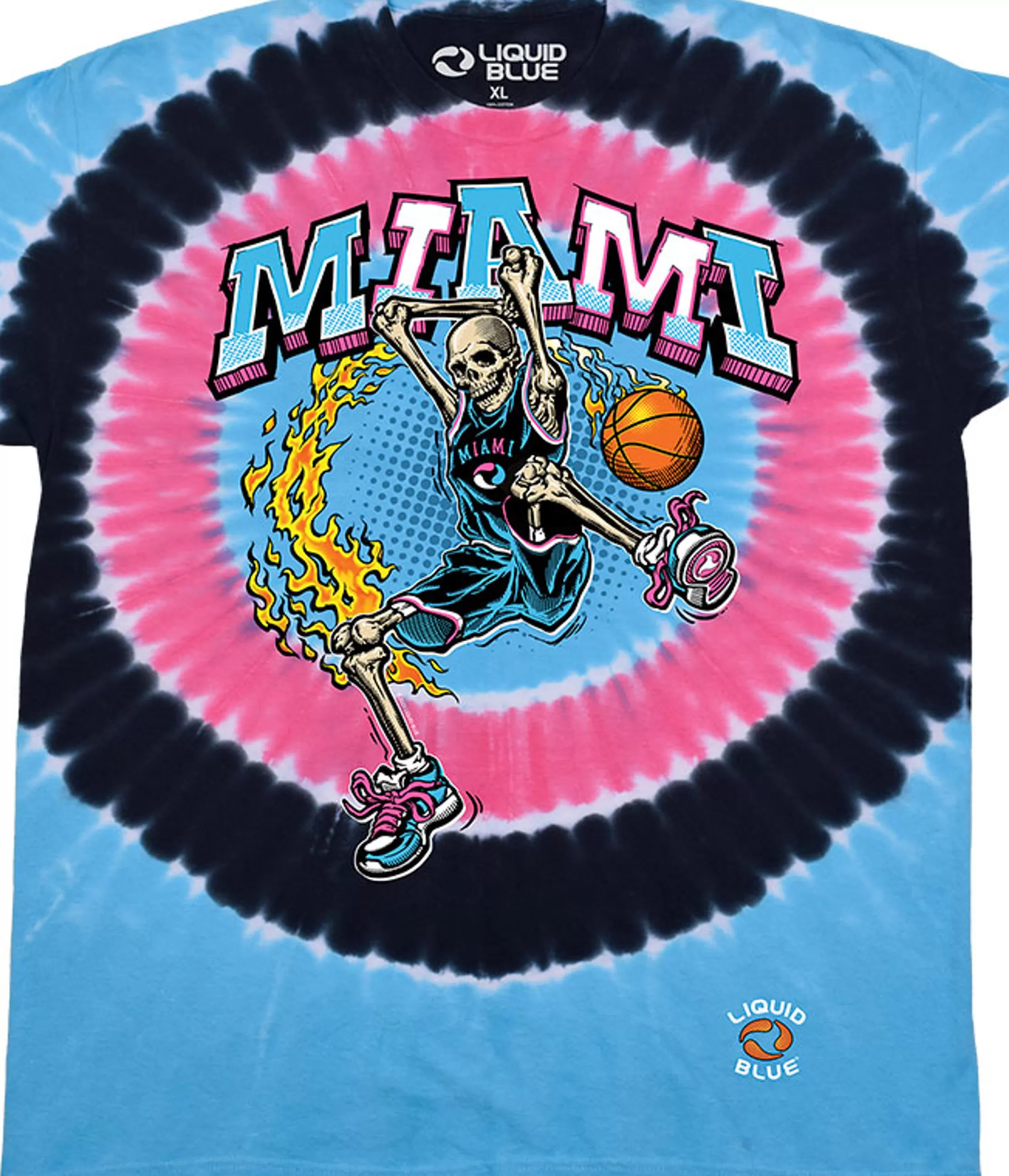 T-Shirt | Basketball<Liquid Blue Miami Dunker Basketball Skeleton Tie-Dye T-Shirt