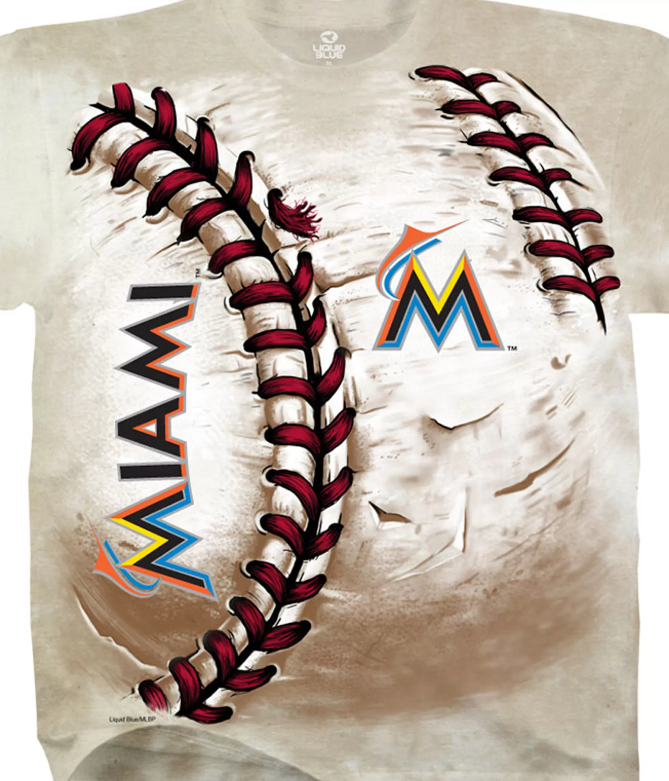 T-Shirt | Miami Marlins<Liquid Blue Miami Marlins Hardball Tie-Dye T-Shirt