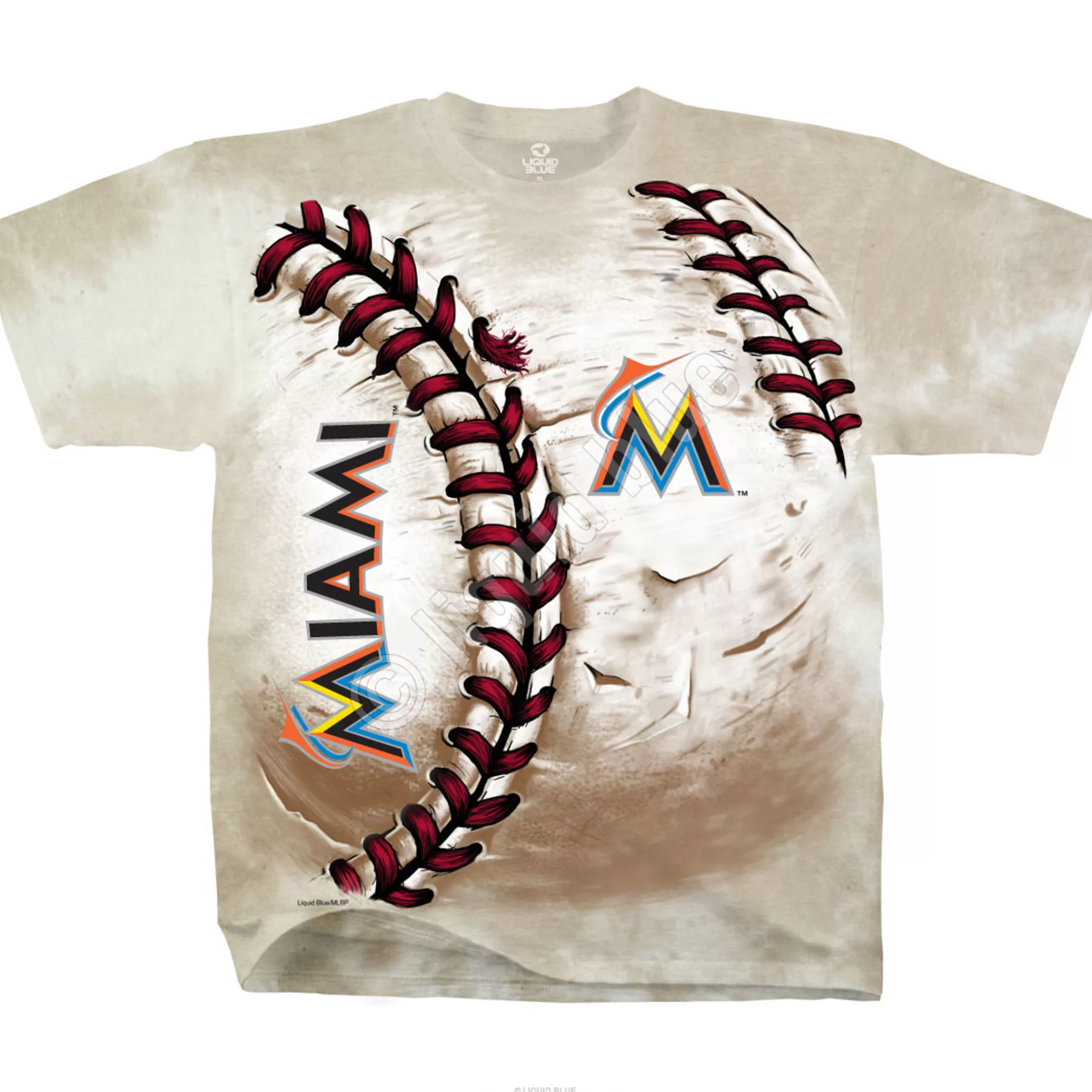 T-Shirt | Miami Marlins<Liquid Blue Miami Marlins Hardball Tie-Dye T-Shirt