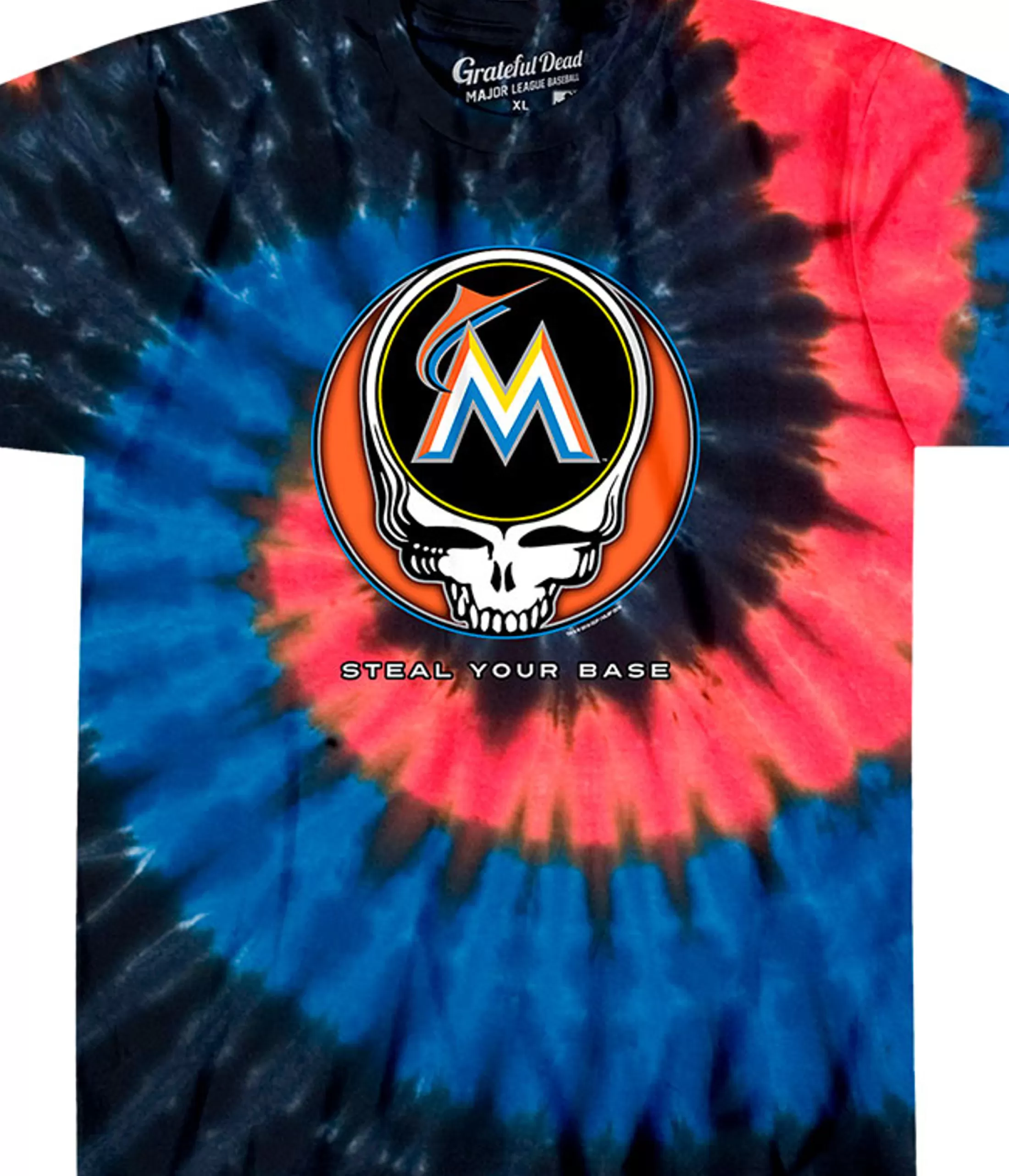 T-Shirt | Miami Marlins<Liquid Blue Miami Marlins Steal Your Base Tie-Dye T-Shirt