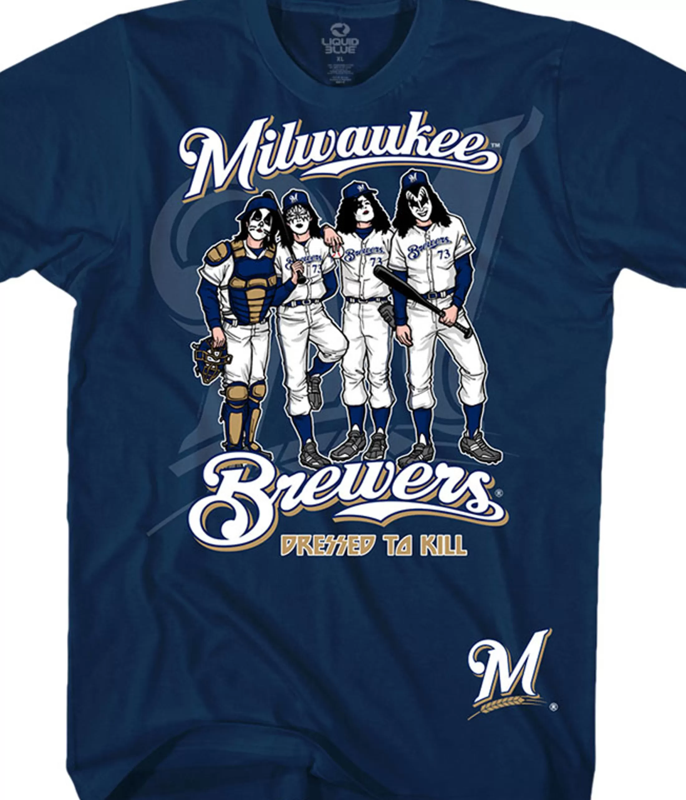 T-Shirt | Milwaukee Brewers<Liquid Blue Milwaukee Brewers Dressed to Kill Navy T-Shirt