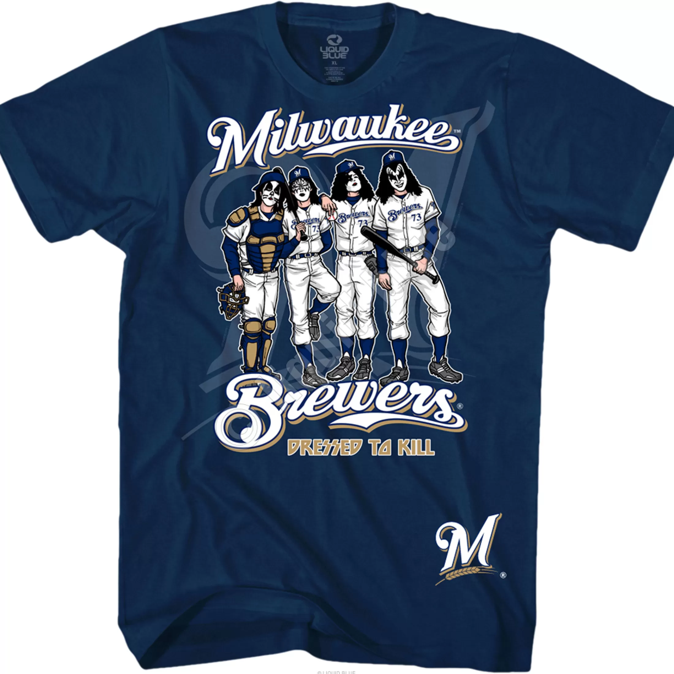 T-Shirt | Milwaukee Brewers<Liquid Blue Milwaukee Brewers Dressed to Kill Navy T-Shirt