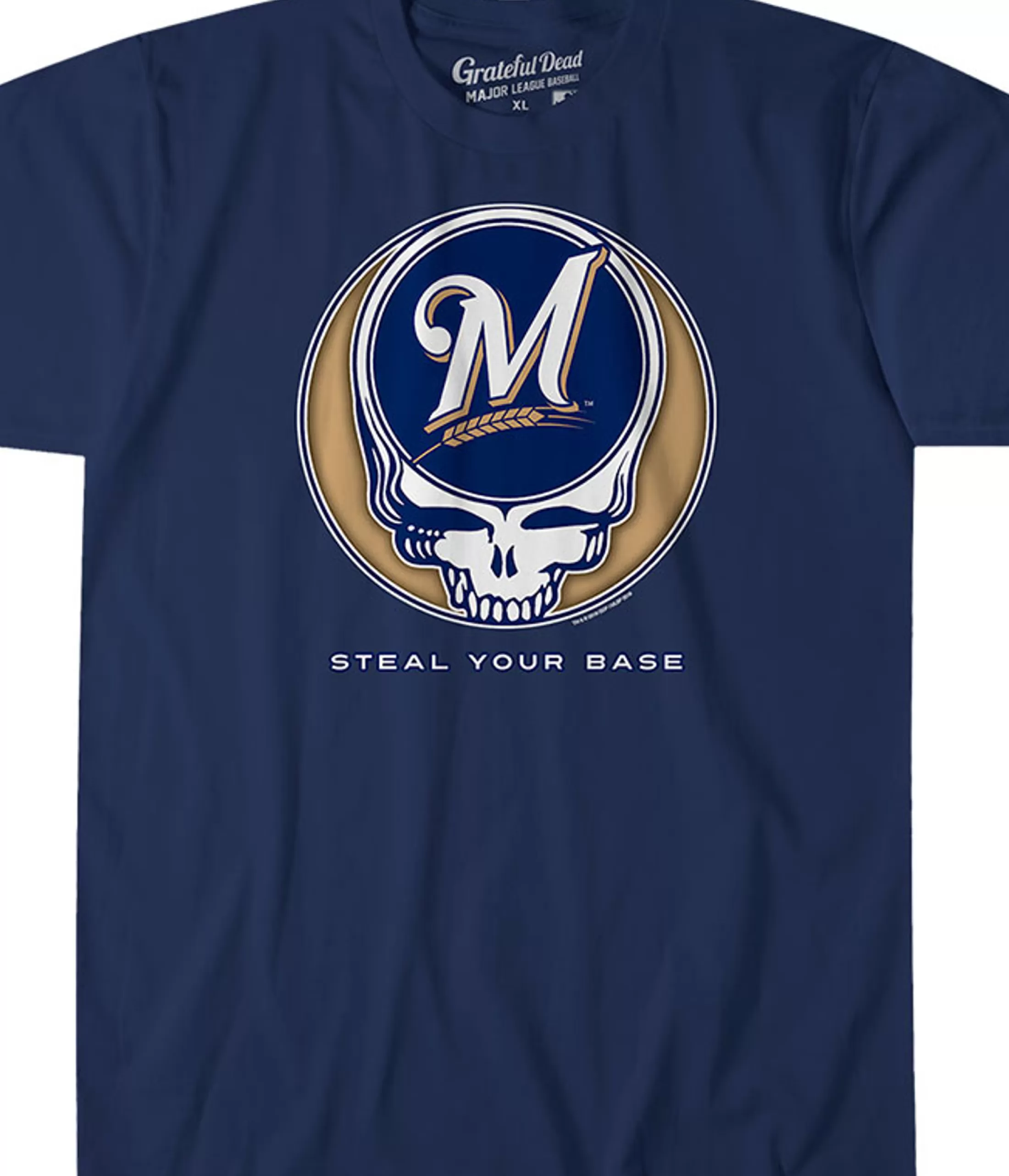 Athletic T-Shirt | Milwaukee Brewers<Liquid Blue Milwaukee Brewers Steal Your Base Navy Athletic T-Shirt