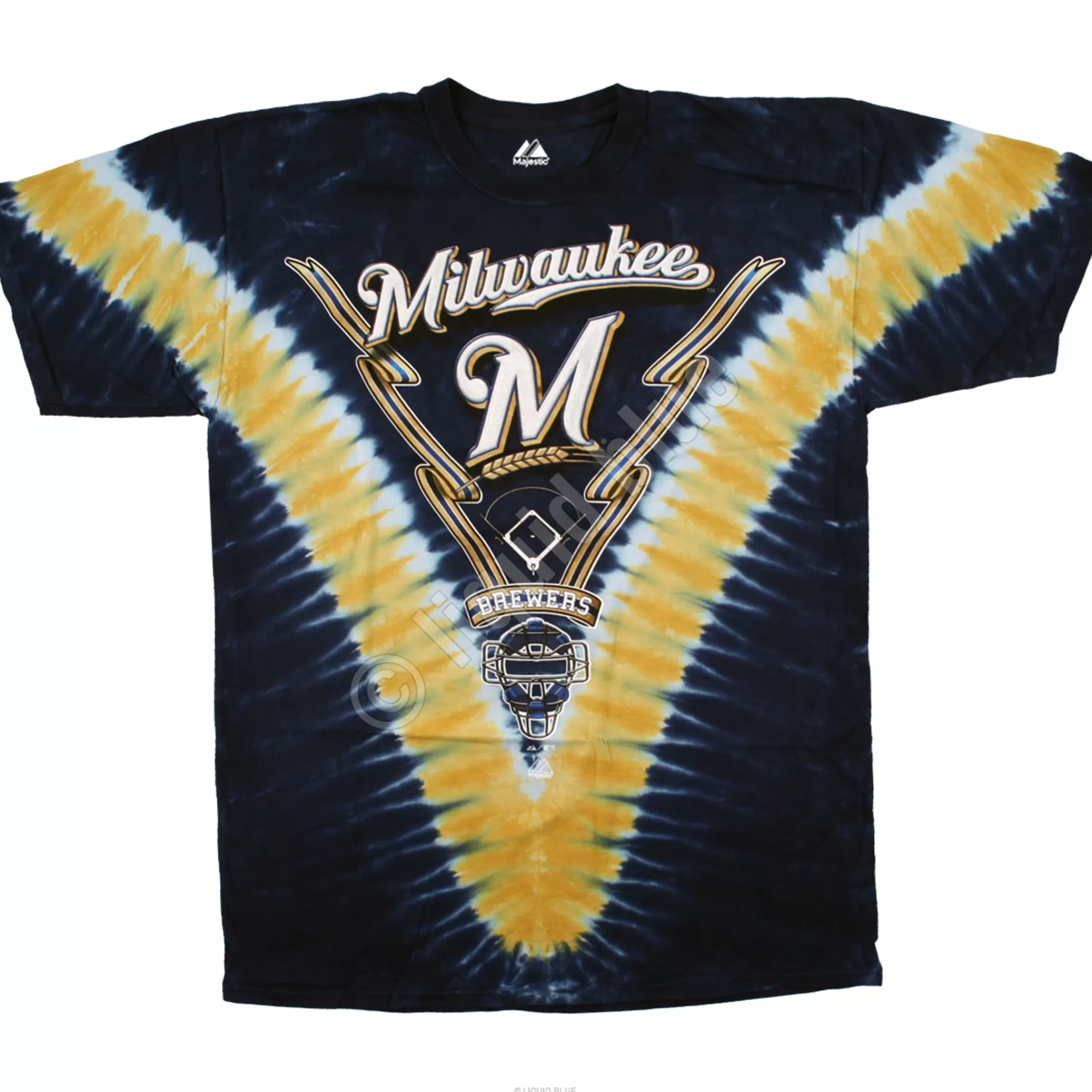 T-Shirt | Milwaukee Brewers<Liquid Blue Milwaukee Brewers V Tie-Dye T-Shirt